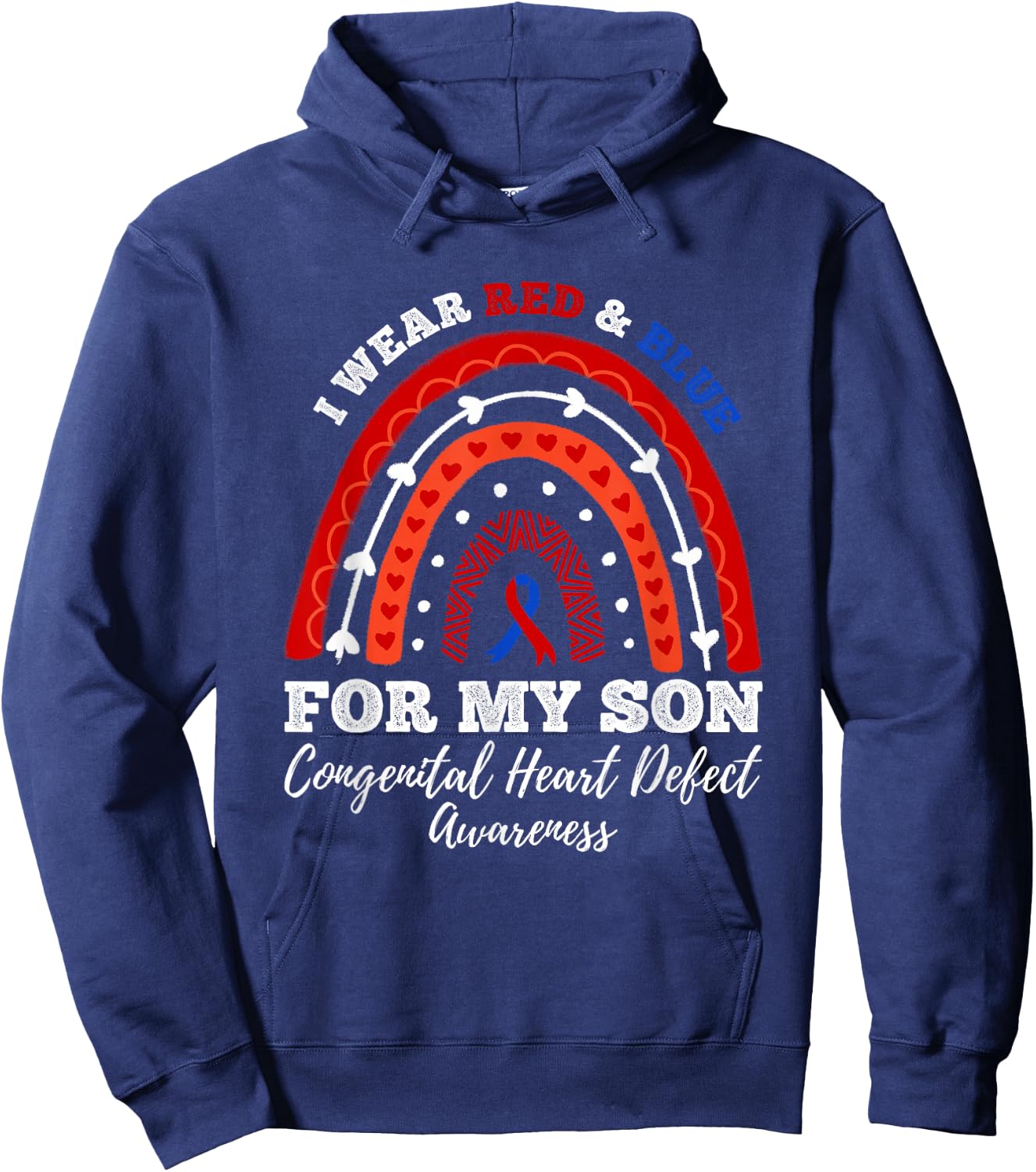 I Wear Red And Blue For My Son CHD Congenital Heart Defect Hoodie - Hoodie | Navy