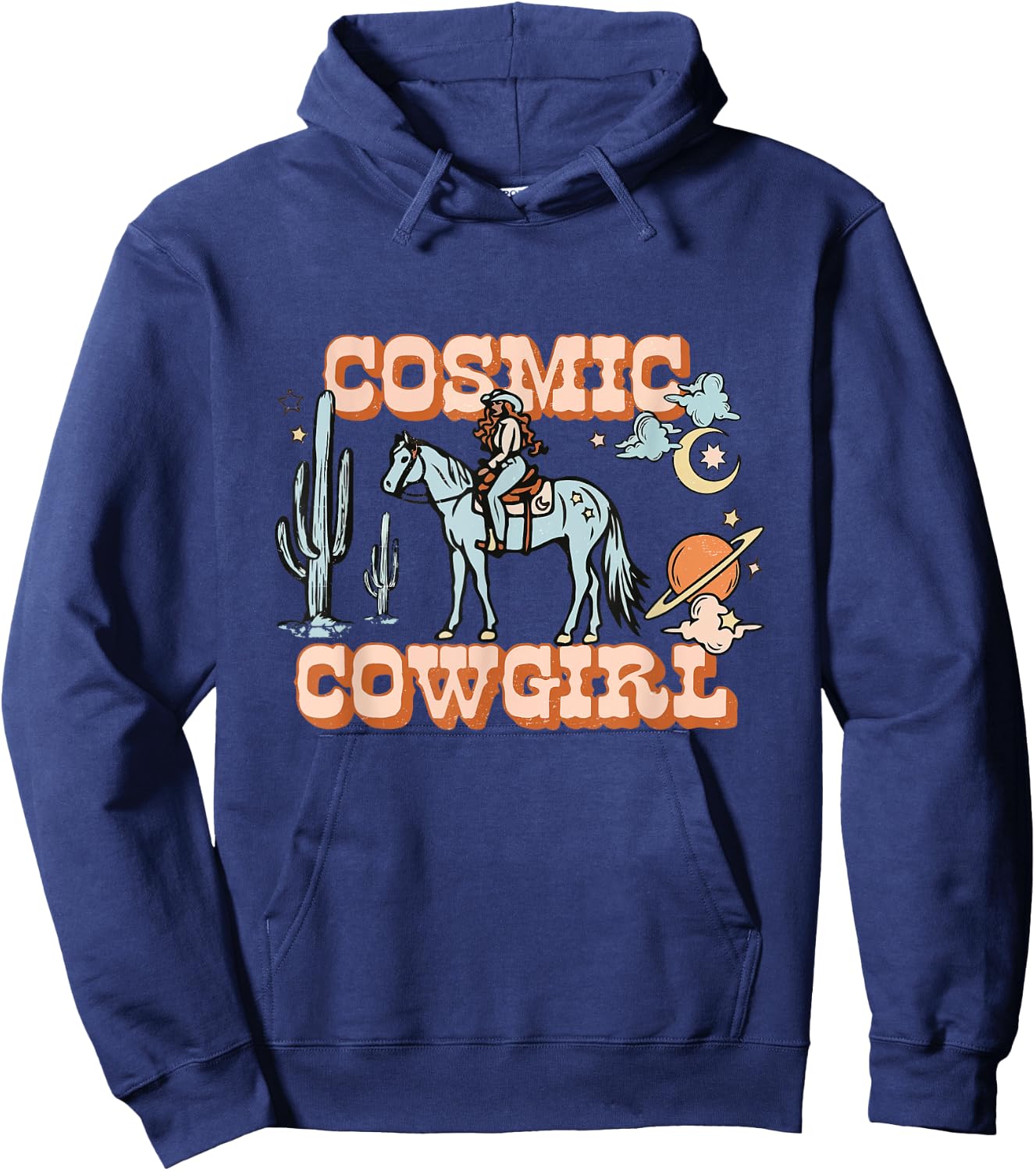 Cosmic Space Desert Cowgirl Shirt Hoodie - Hoodie | Navy