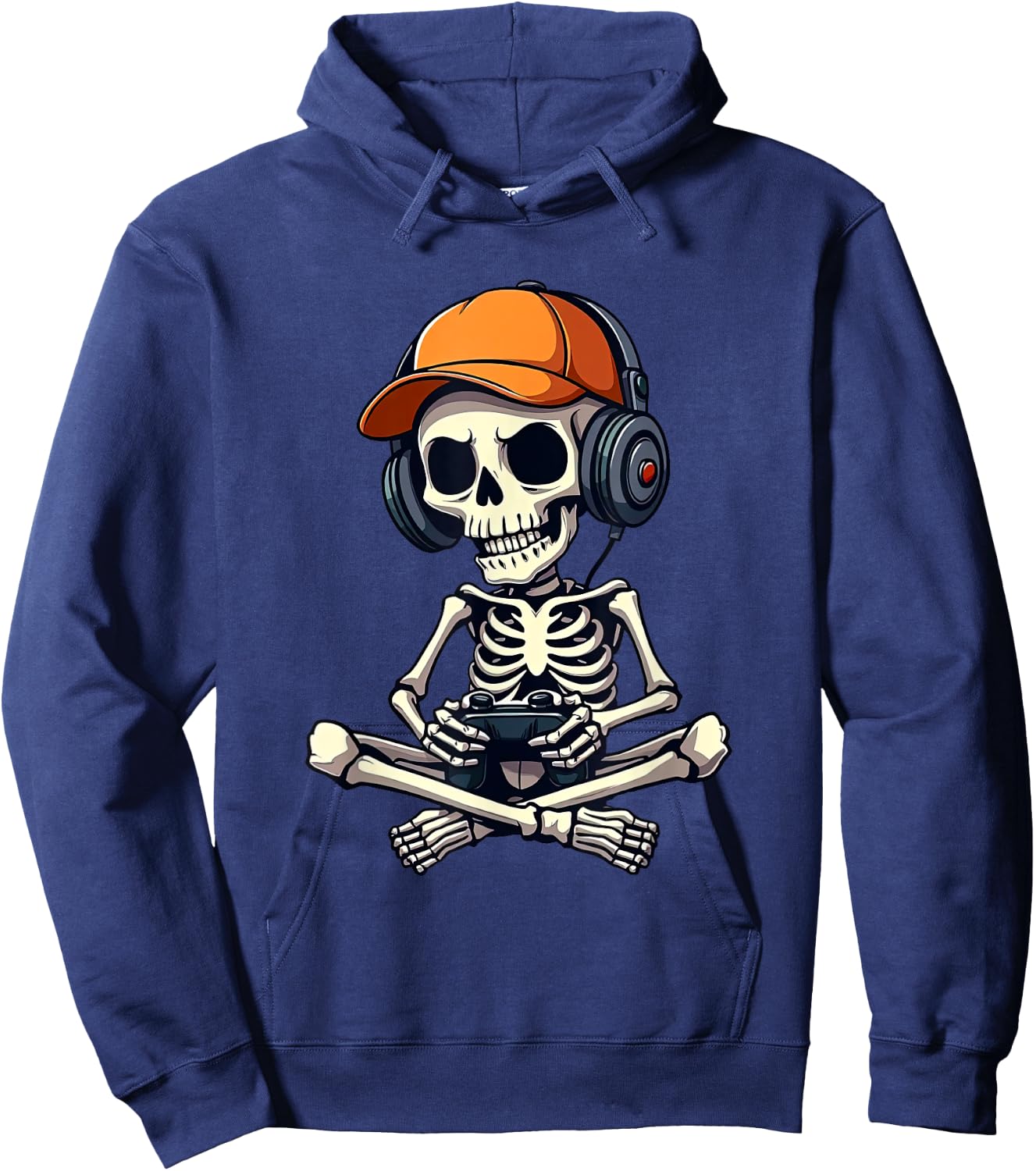 Halloween Skeleton Gamer For Kids Boys Video Gaming Hoodie - Hoodie | Navy