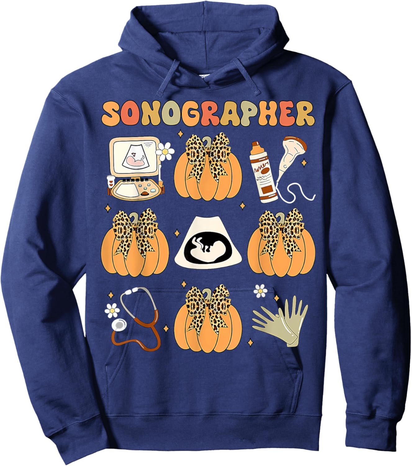 Coquette Sonographer Fall Ultrasound Tech Nurse Thanksgiving Hoodie - Hoodie | Navy
