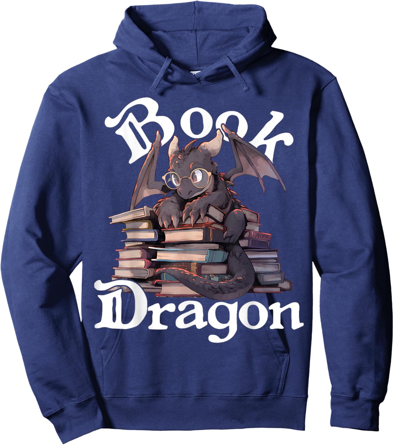 Book Dragon Book Lover Bookworm Funny Book Reader Librarian Hoodie - Hoodie | Navy