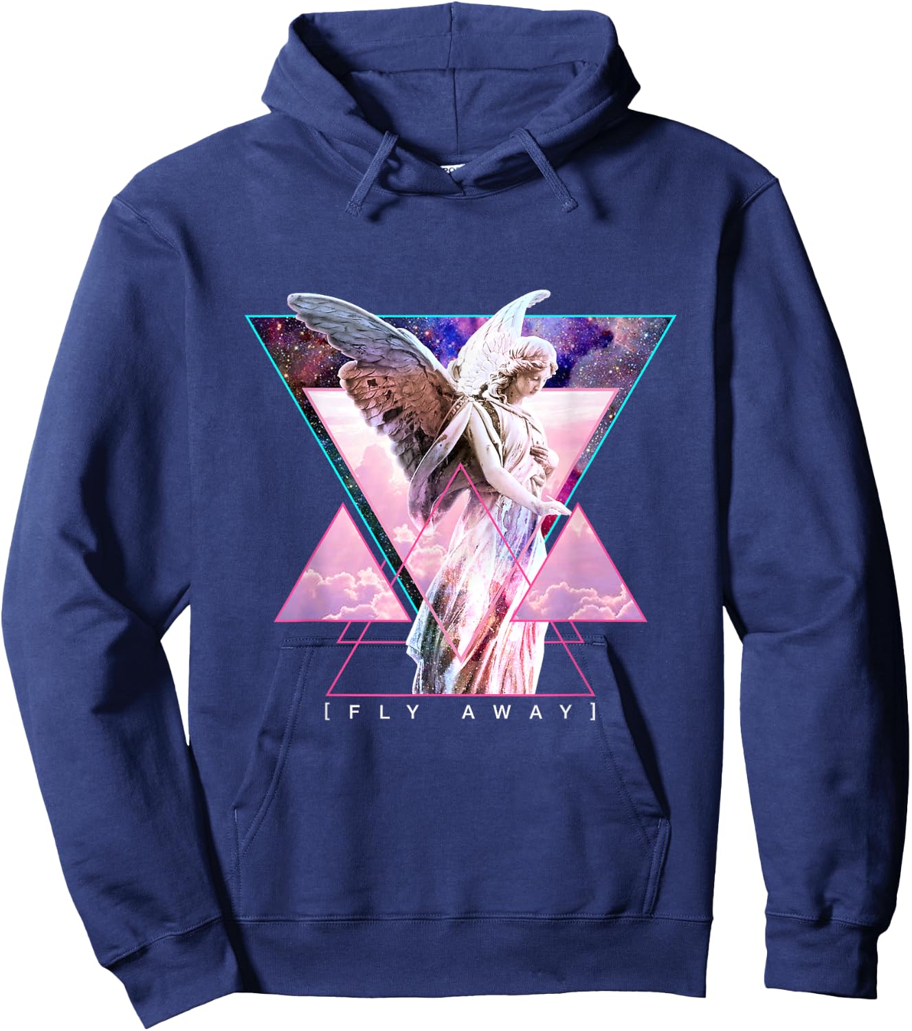 Vaporwave Angel Statue & Wings - Fly Away Aesthetic Art Hoodie - Hoodie | Navy