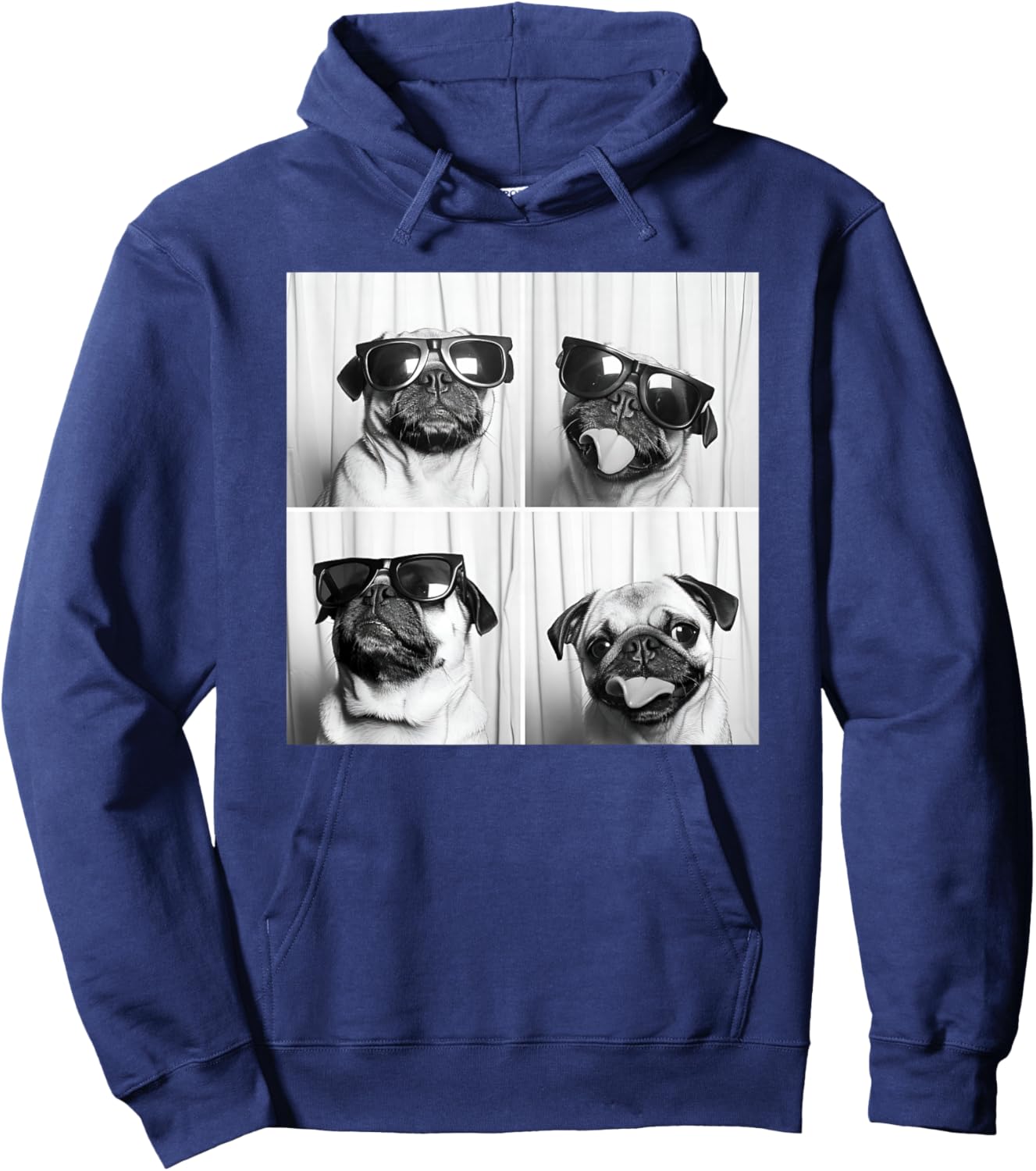 Cute Pug Face Pet Photobooth Cool Pug with Sunglasses Hoodie - Hoodie | Navy