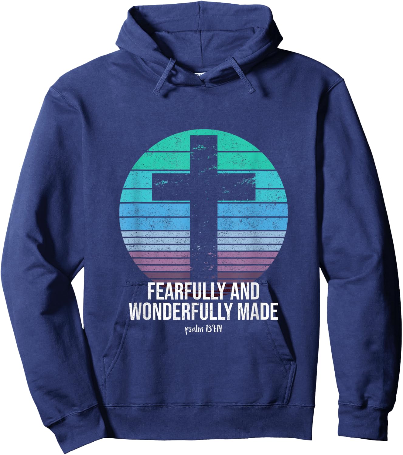 Fearfully And Wonderfully Made Psalm 139:14 Christian Bible Hoodie - Hoodie | Navy
