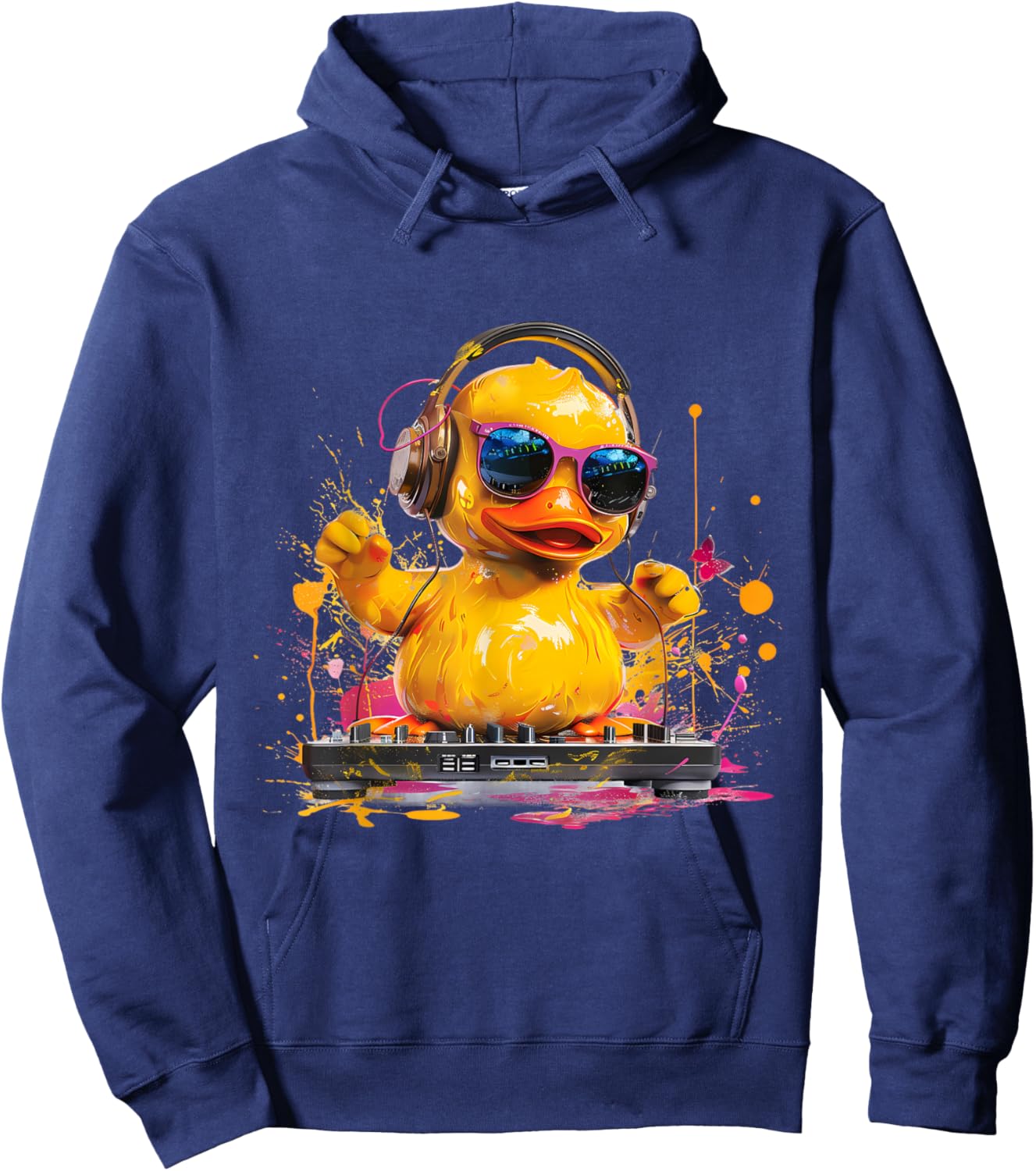 Rubber Duck Turntable DJ Music DJ Rubber Duckie Watercolor Hoodie - Hoodie | Navy