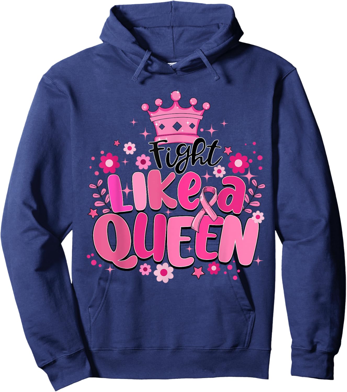 Fight Like A Queen Breast Cancer Awareness Month Hoodie - Hoodie | Navy