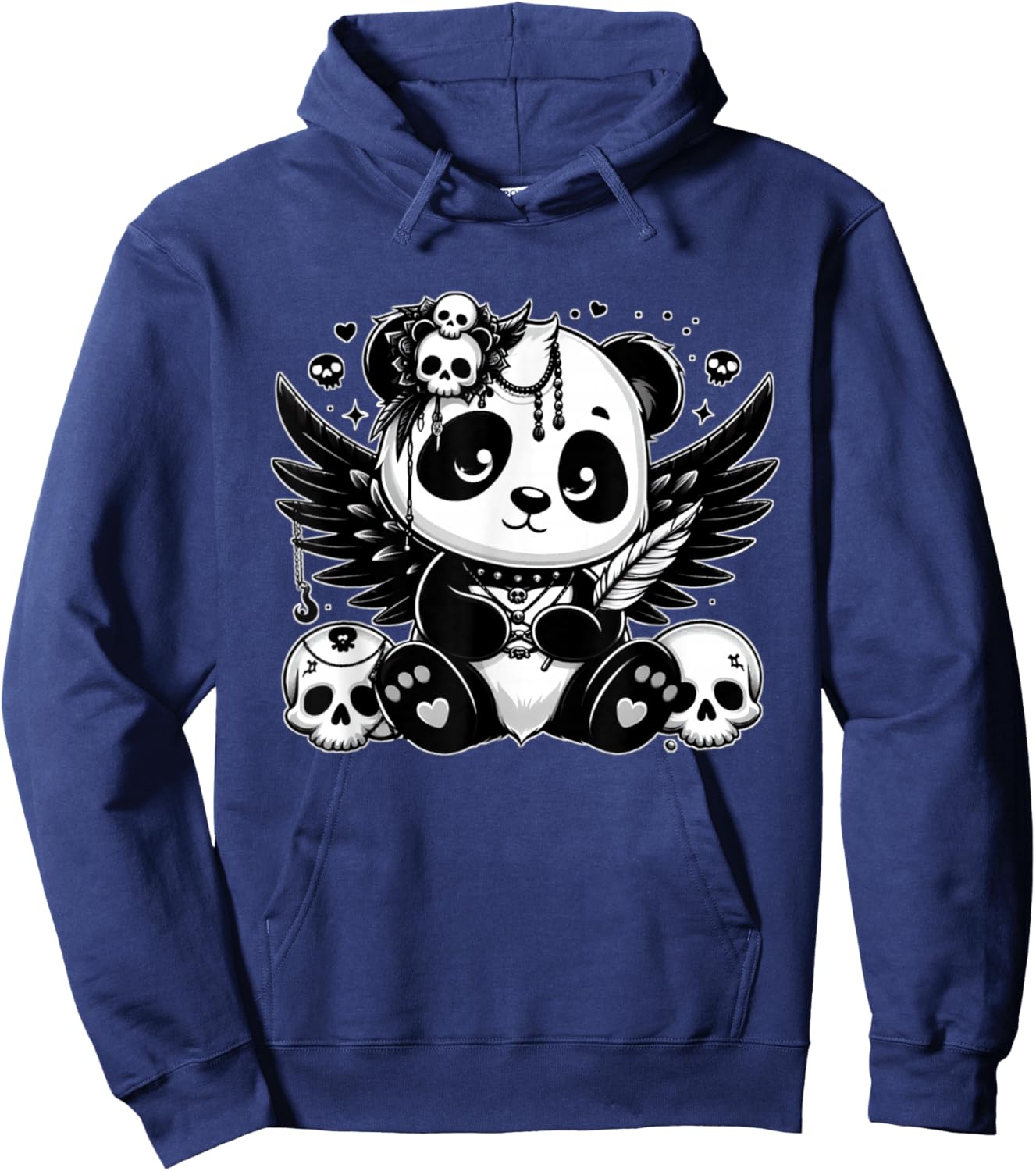 Gothic Panda Bear Skulls Goth Animal Lovers Panda Design Hoodie - Hoodie | Navy