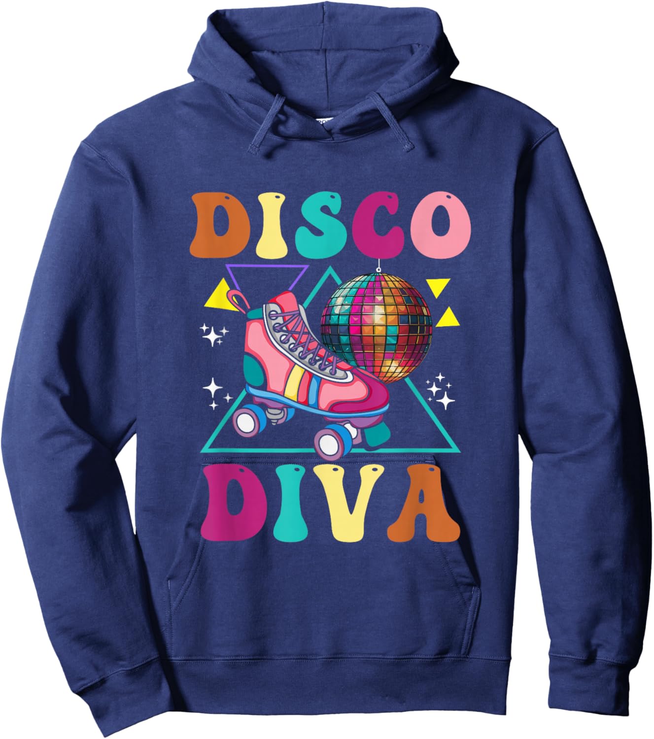 Roller Skating Disco Diva Skate Girl 70s Skater Groovy Hoodie - Hoodie | Navy