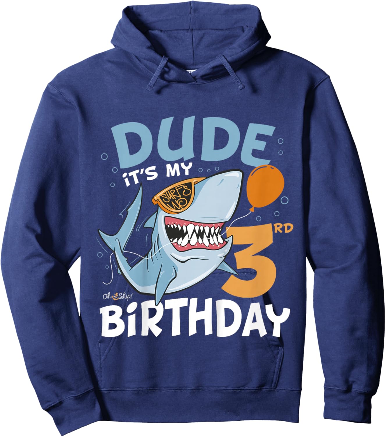 Kids Dude it's my 3rd Birthday - Fun Shark 3rd Birthday Boy Hoodie - Hoodie | Navy