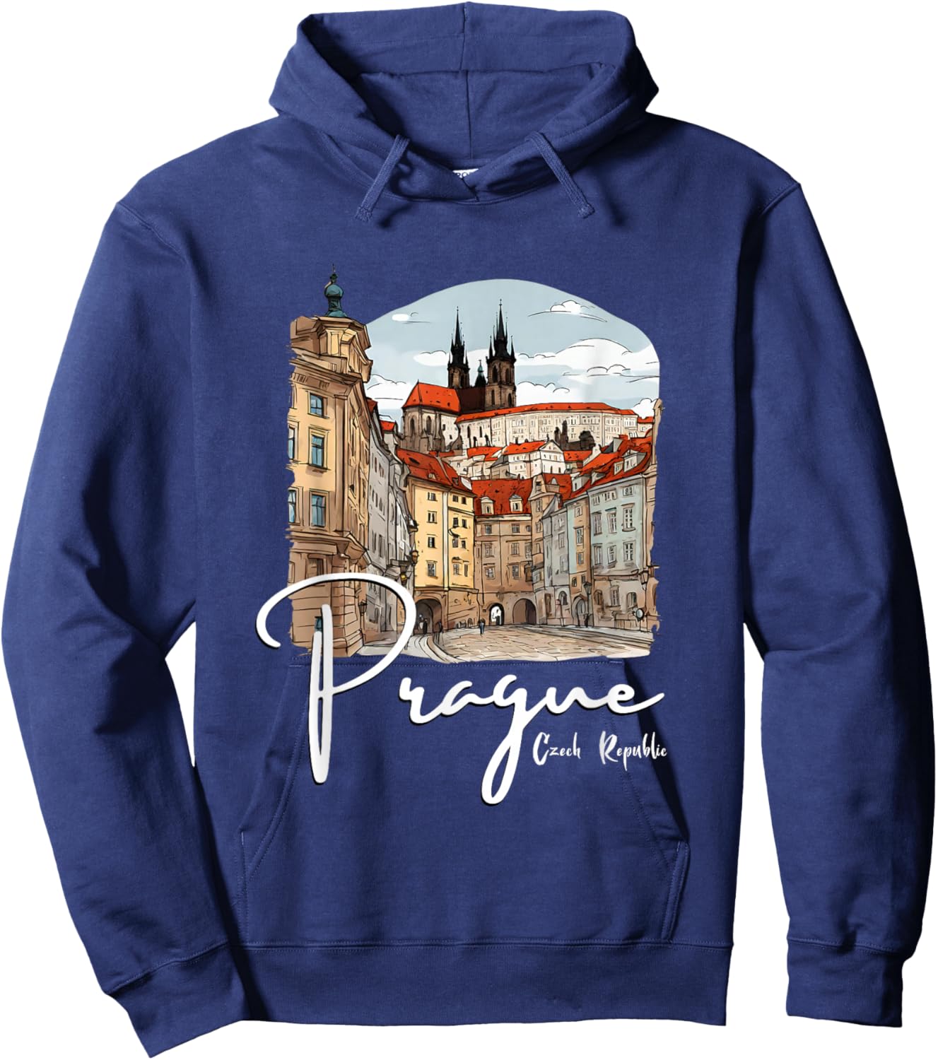 Prague Czech Republic Sketch Souvenir Prague Hoodie - Hoodie | Navy
