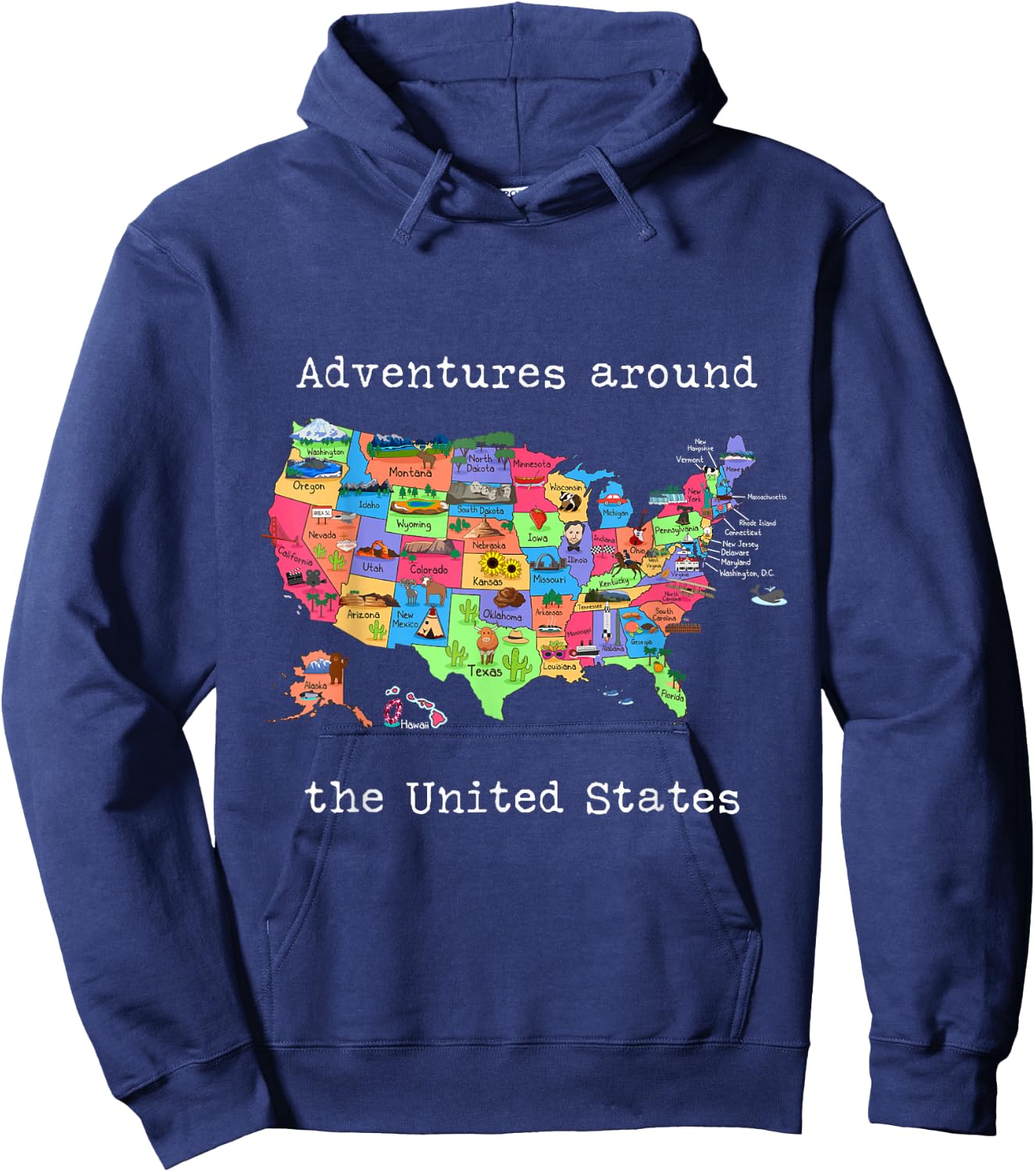 United States Design - Travel America USA Map Hoodie - Hoodie | Navy