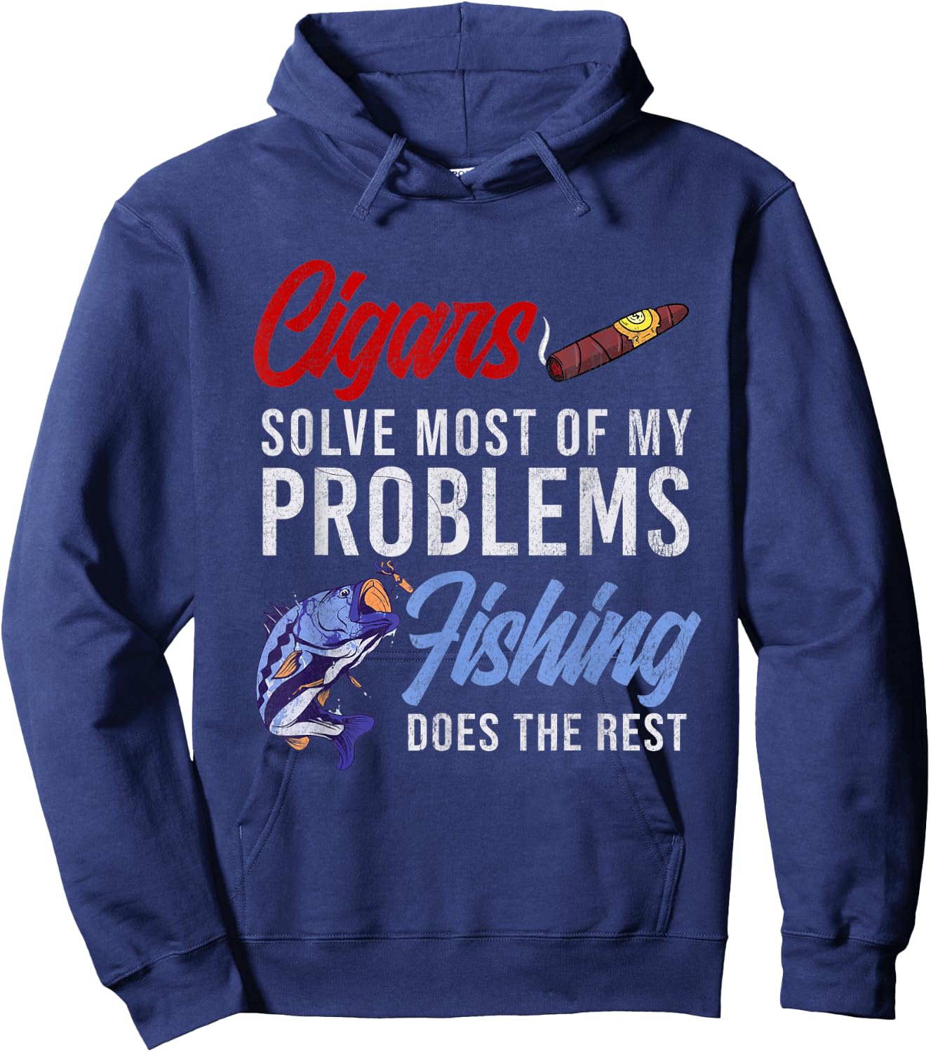 Cigar Smoking & Fishing Gift Cuban Cigars Smoker Hunting Hoodie - Hoodie | Navy
