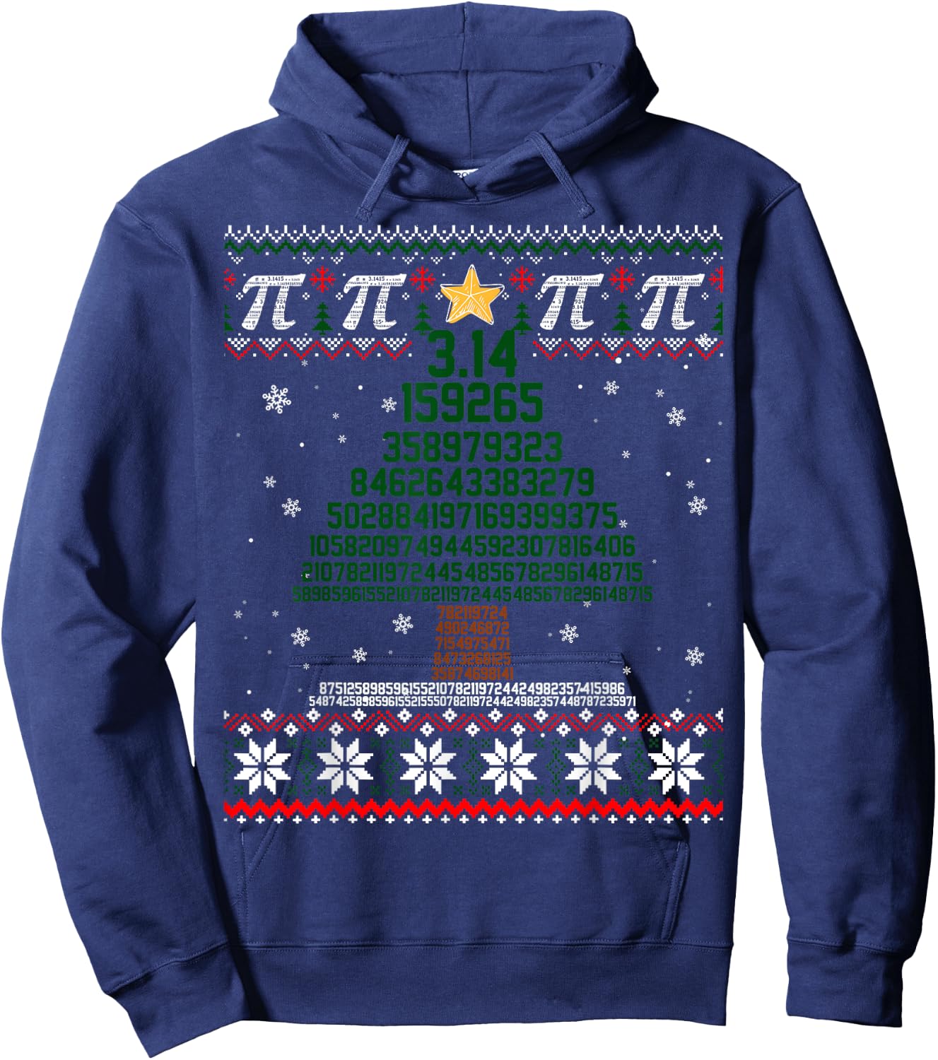Funny Pi Tree Christmas Math Teacher Ugly Sweater Men Women Kids Hoodie - Hoodie | Navy