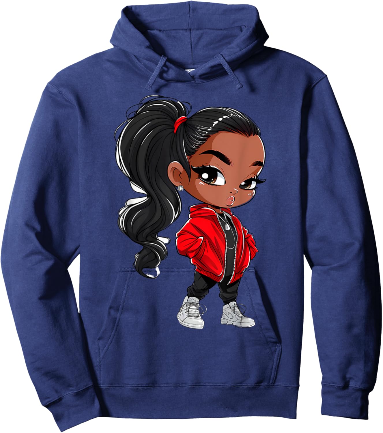 Black Queen Melanin Sistas Women Curly Afro American Hoodie - Hoodie | Navy