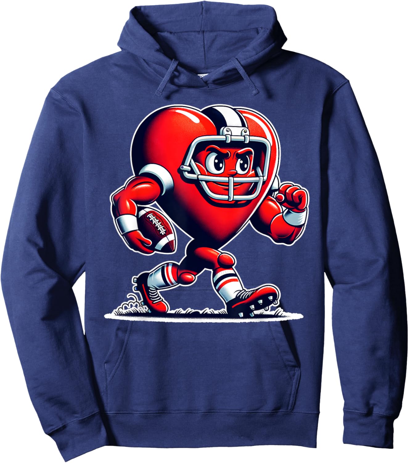Valentine's Day Heart Football Player Retro Style Hoodie - Hoodie | Navy