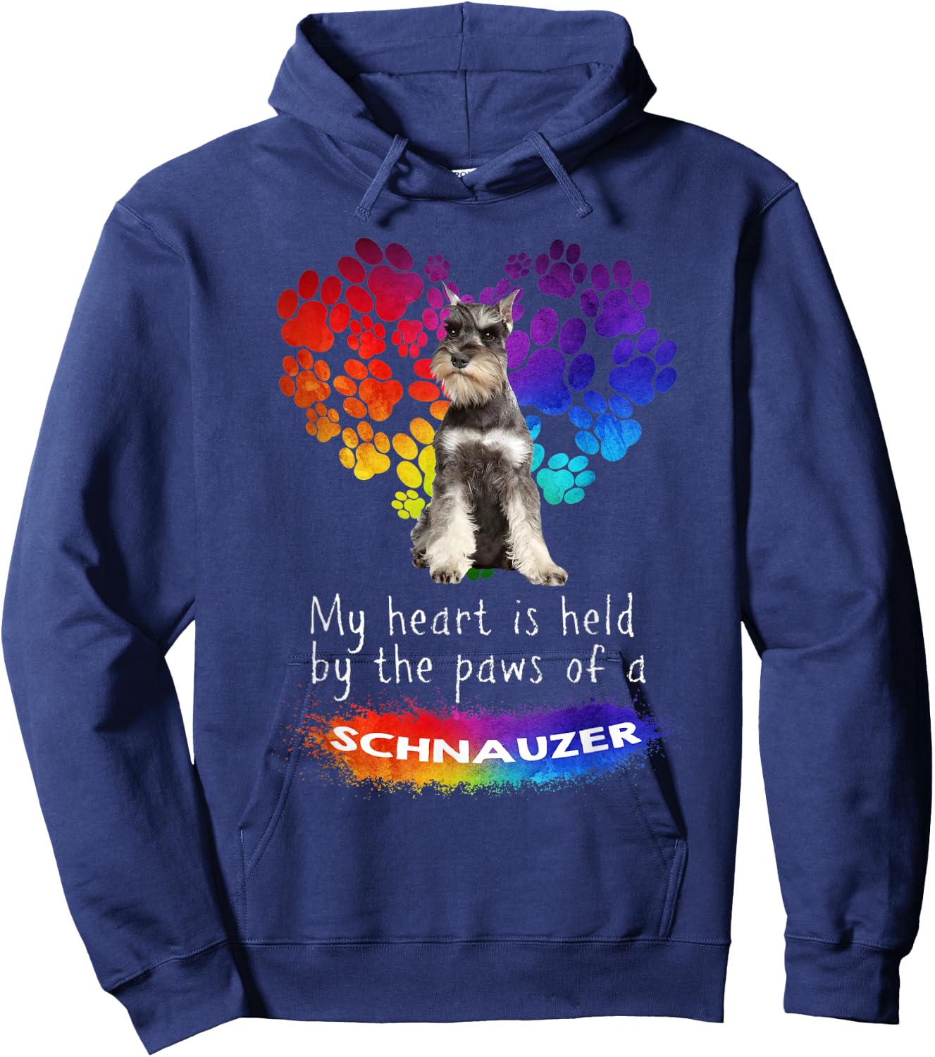 My Heart Is Held By The Paws Of A Schnauzer Hoodie - Hoodie | Navy