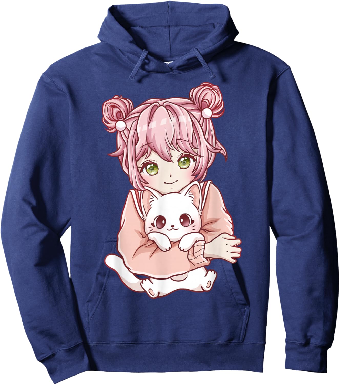 Anime Girl Cat Cats Kawaii Hoodie - Hoodie | Navy