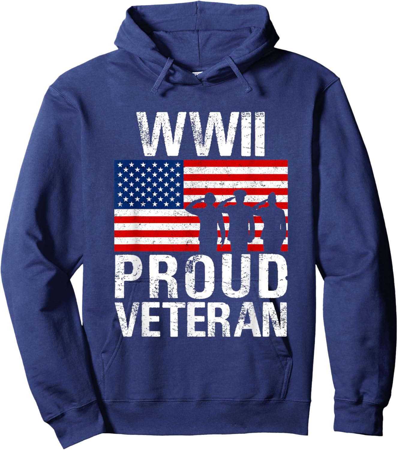 Patriotic USA Veteran Apparel & Gifts Outlet Proud WWII Veteran - Men's Classic Fit Black Short Sleeve - Small Hoodie - Hoodie | Navy