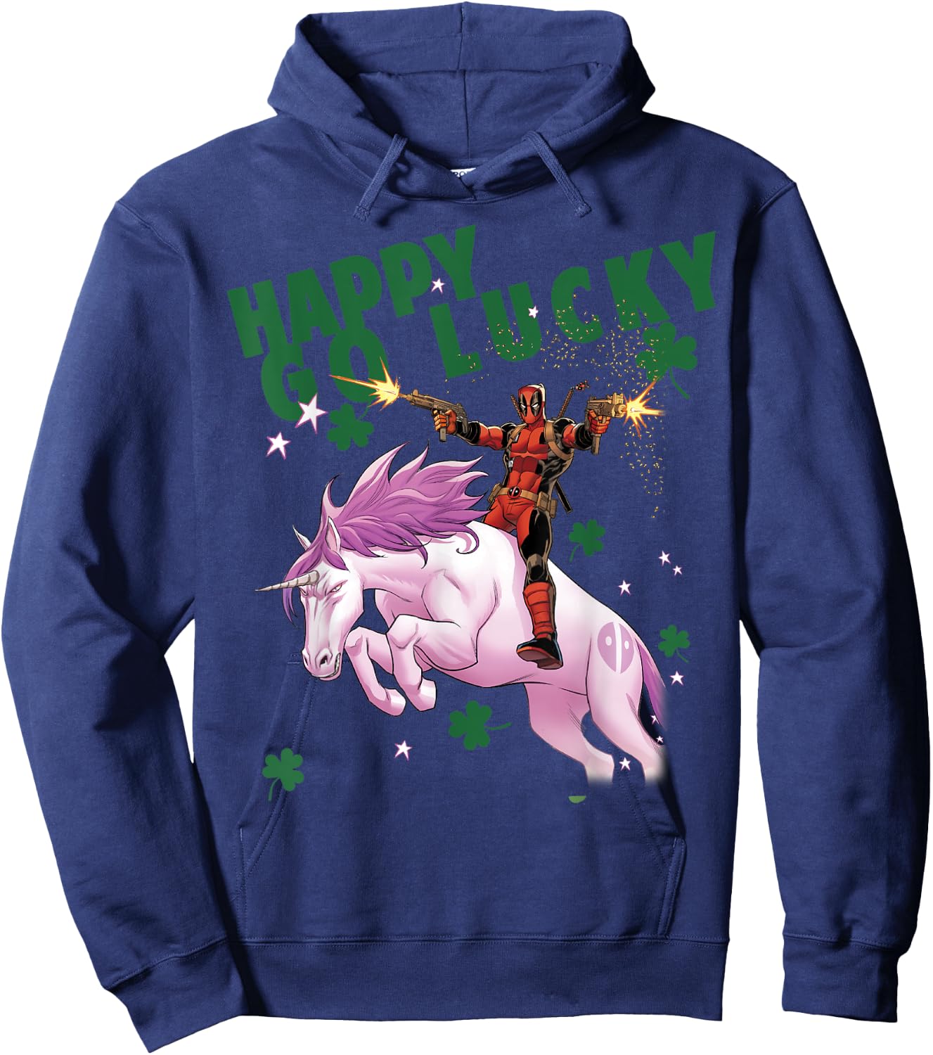 Marvel Deadpool Happy Go Lucky Magical Unicorn Hoodie - Hoodie | Navy