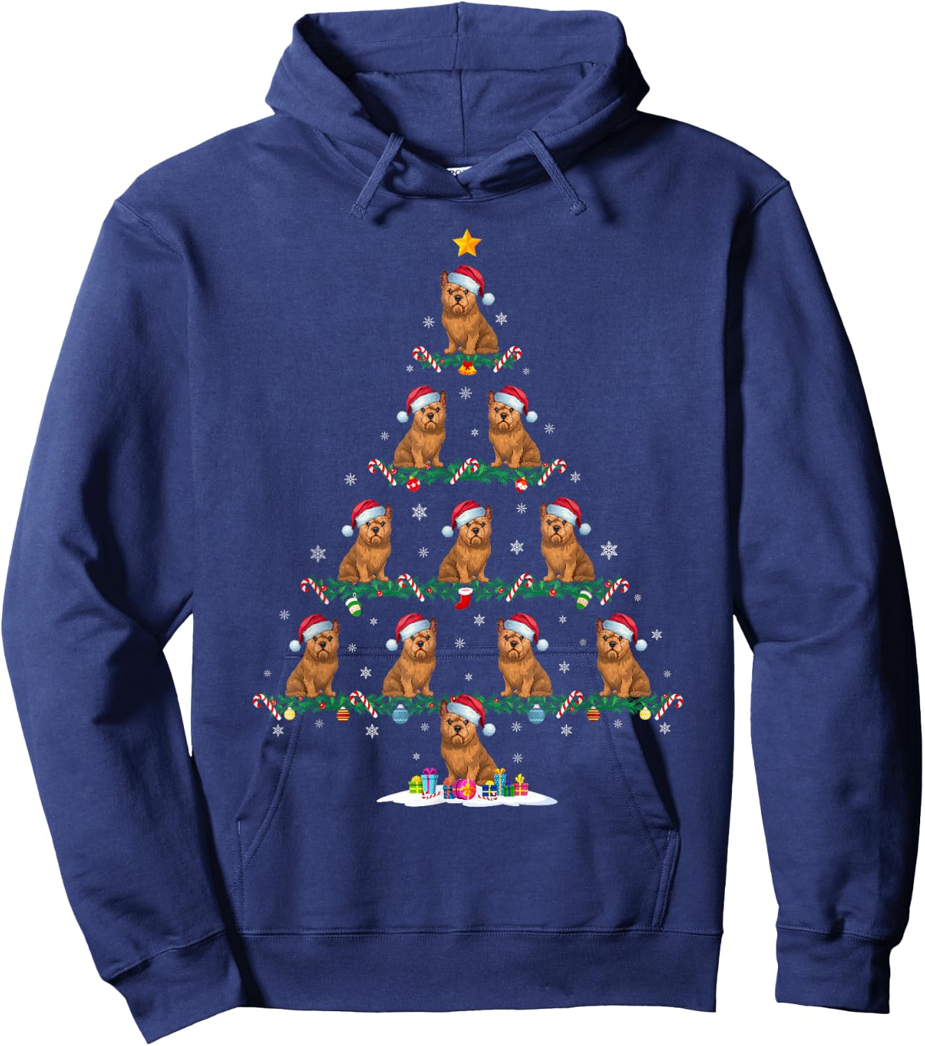 Brussels Griffon Dog Xmas Tree Pajama Men Women Kids Ugly Hoodie - Hoodie | Navy