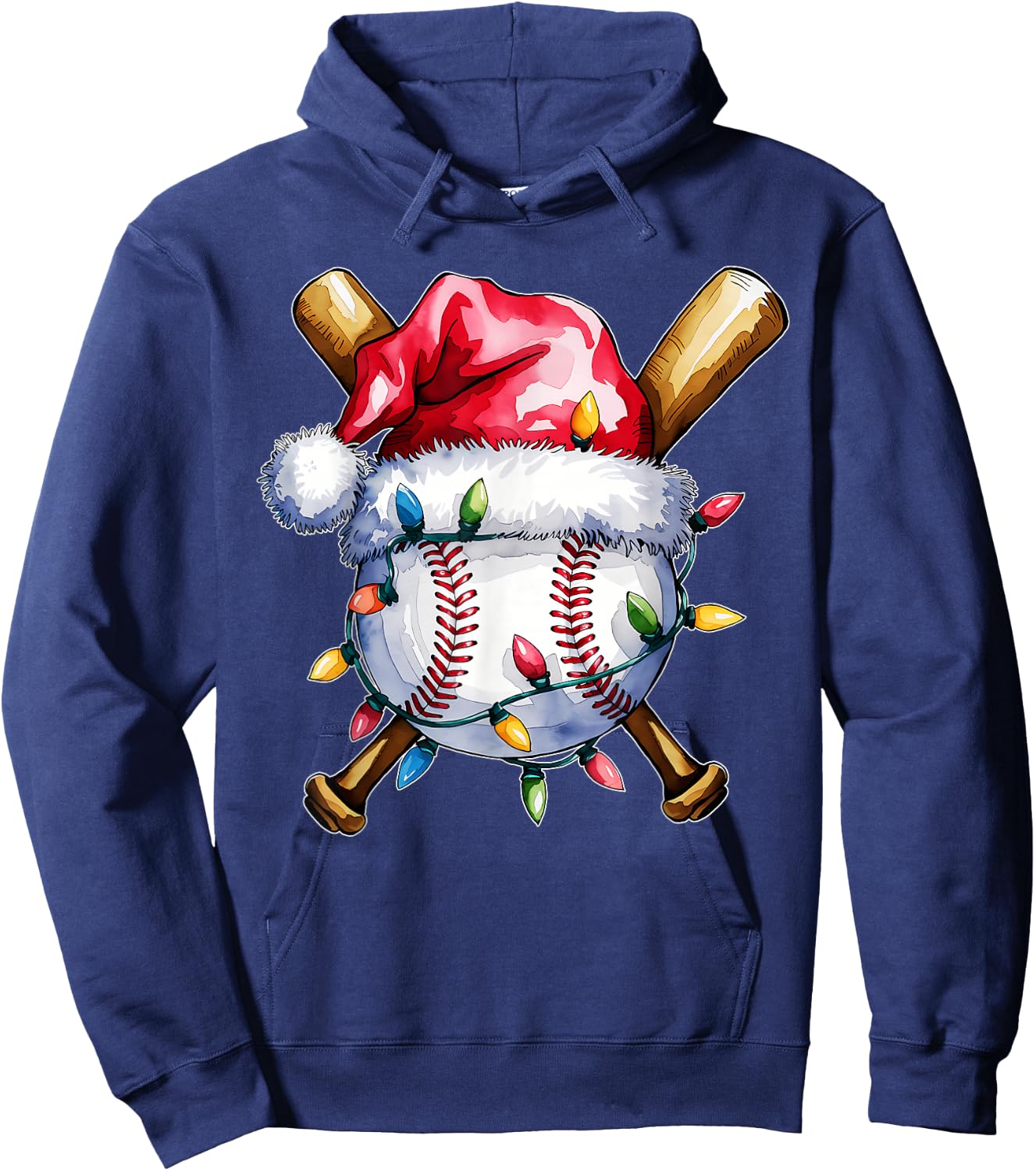 Santa Sports Design Boys Christmas Baseball Player Hoodie - Hoodie | Navy