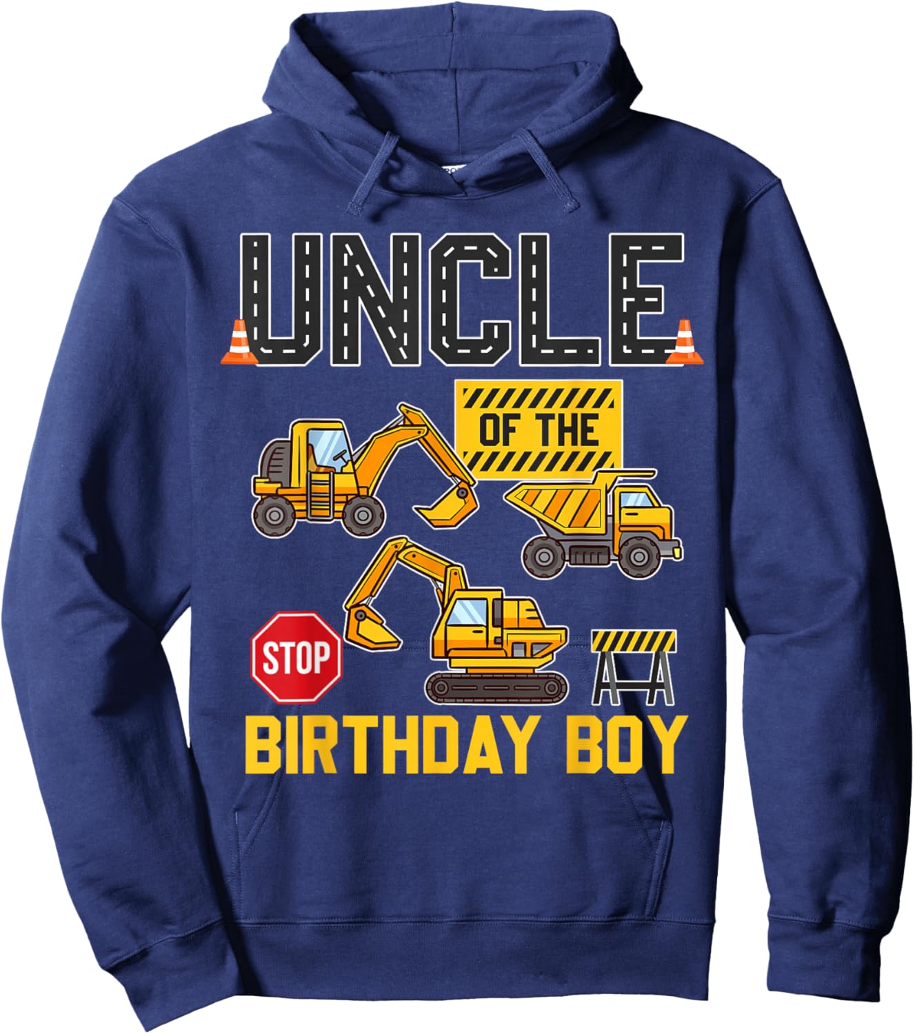 Uncle of the Birthday Boy Construction Worker Birthday Party Hoodie - Hoodie | Navy