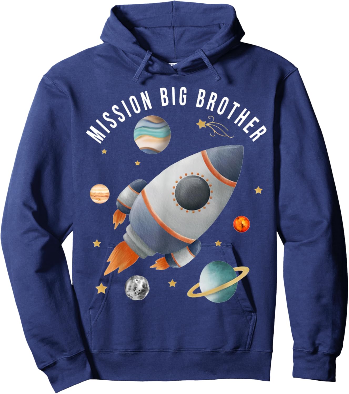 Mission Big Brother Funny Space Astronaut Rocket Baby Reveal Hoodie - Hoodie | Navy