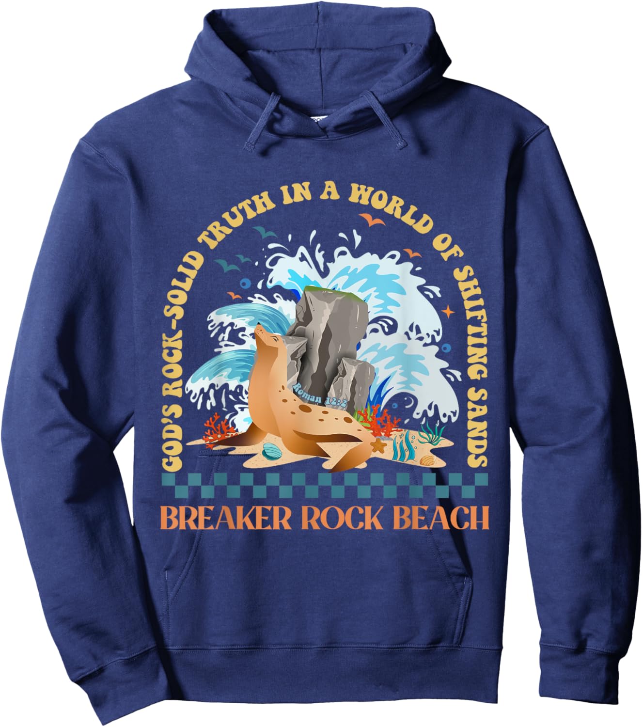 God's Rock-Solid Breaker Rock Beach VBS 2024 Christian Women Girls Kids Hoodie - Hoodie | Navy
