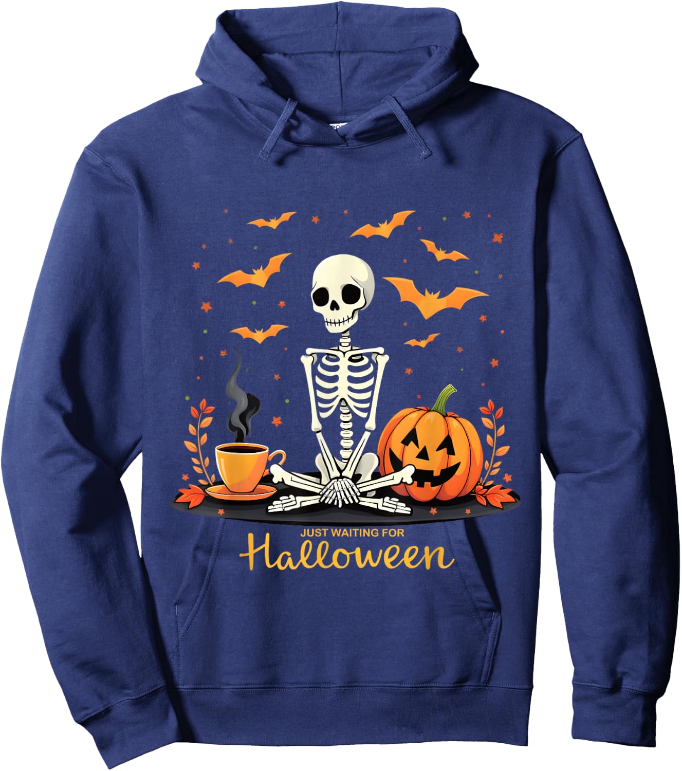 Just Waiting For Halloween Skeleton Fun Hoodie - Hoodie | Navy