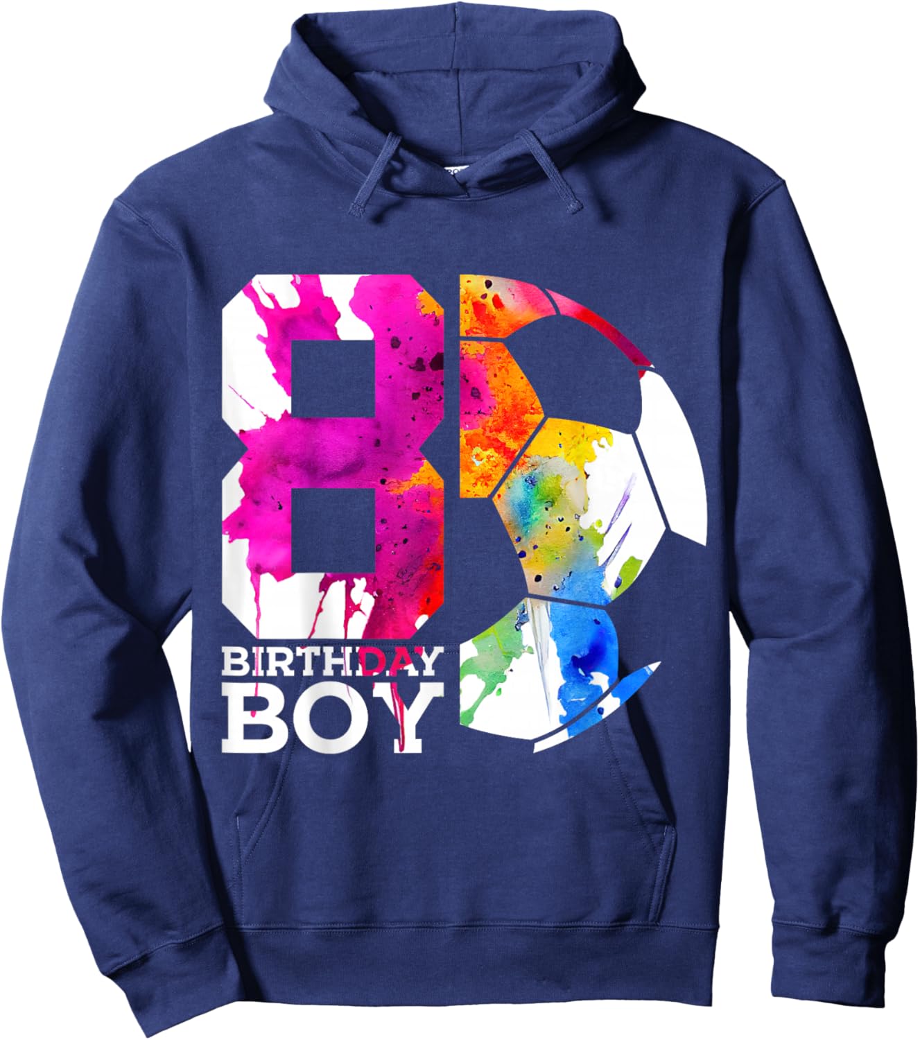8 Birthday Boy Soccer 8th Birthday Hoodie - Hoodie | Navy