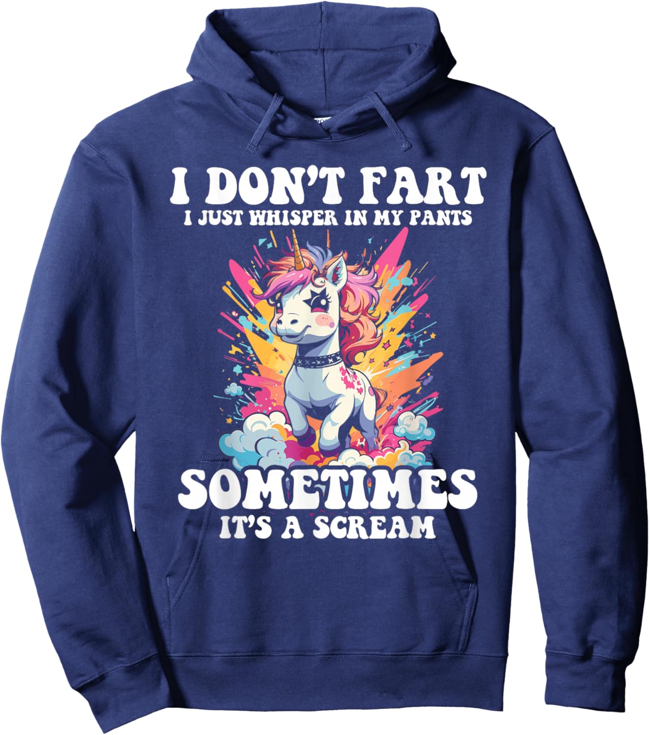 I Don't Fart I Whisper In My Pants - Funny Unicorn Hoodie - Hoodie | Navy