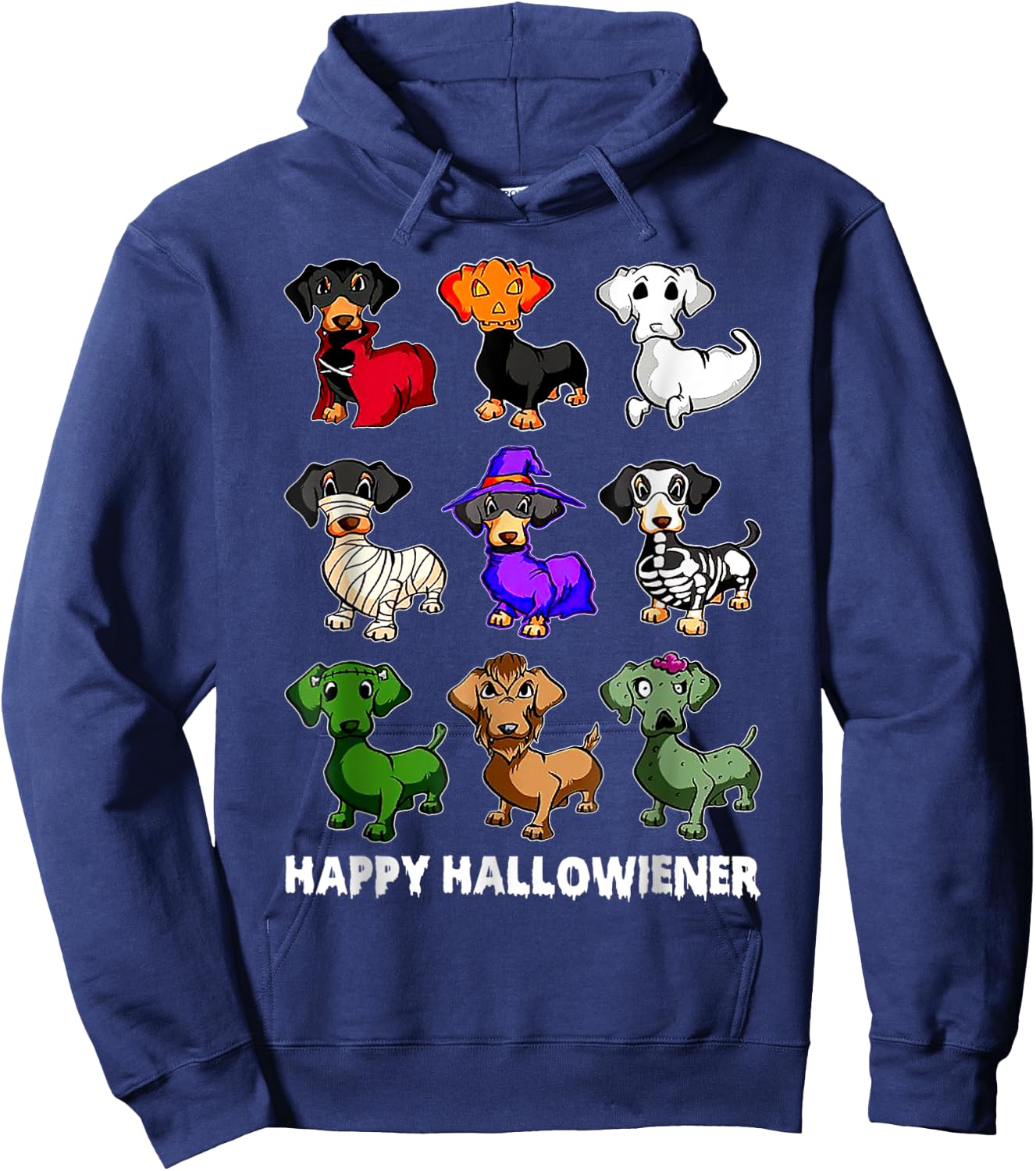 Dachshund Happy Halloweiner Funny Halloween Dogs Lover Hoodie - Hoodie | Navy
