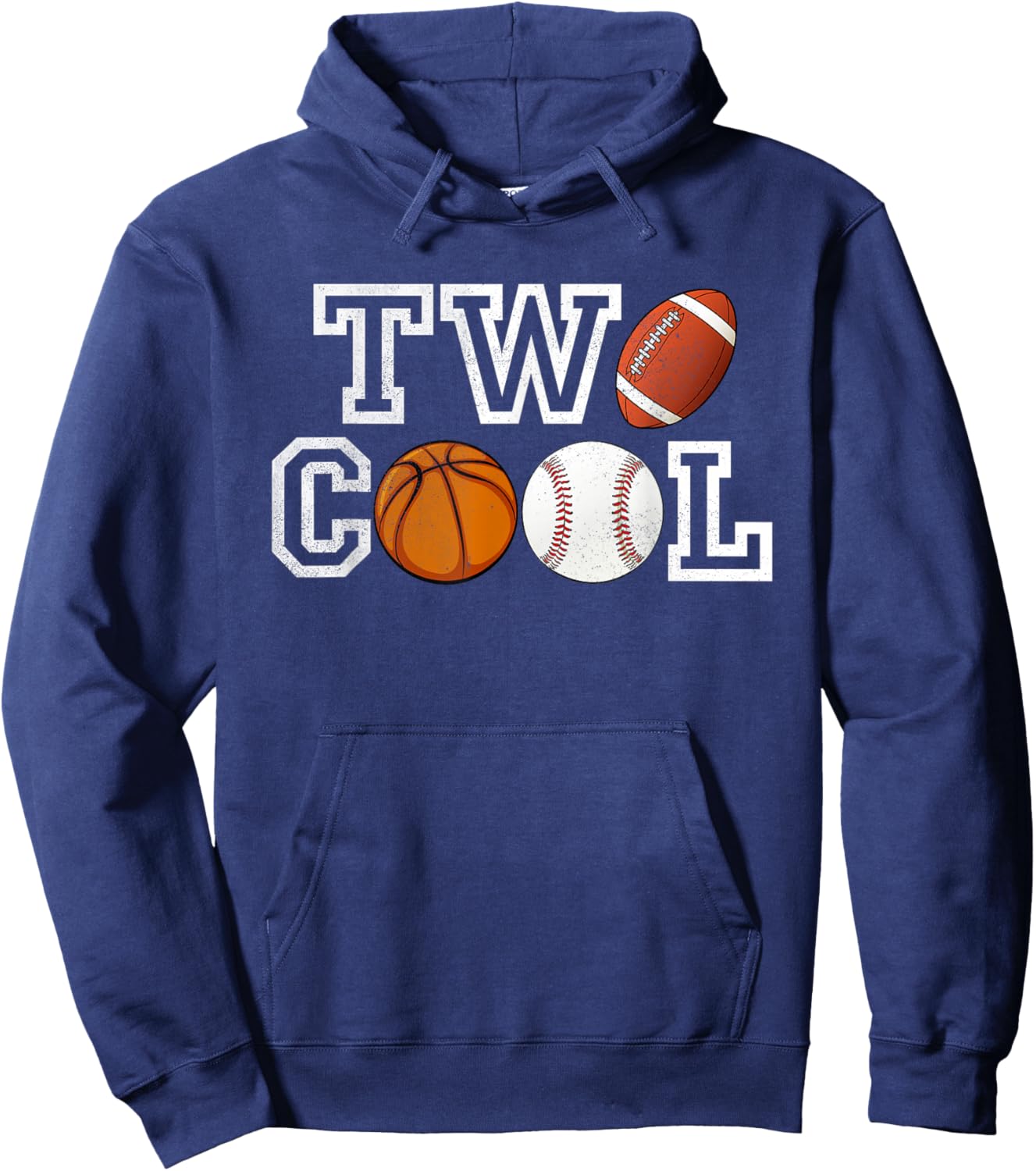 Two Cool Shirt For Toddler Birthday Boy Football Basketball Hoodie - Hoodie | Navy