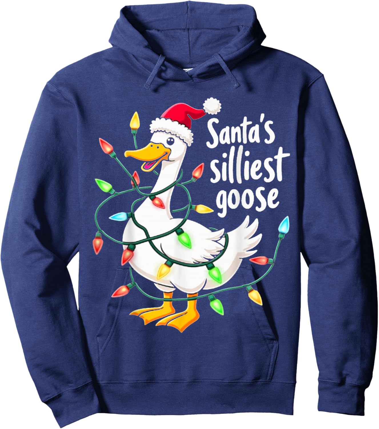 Santa's Silliest Goose Funny Christmas Hoodie - Hoodie | Navy