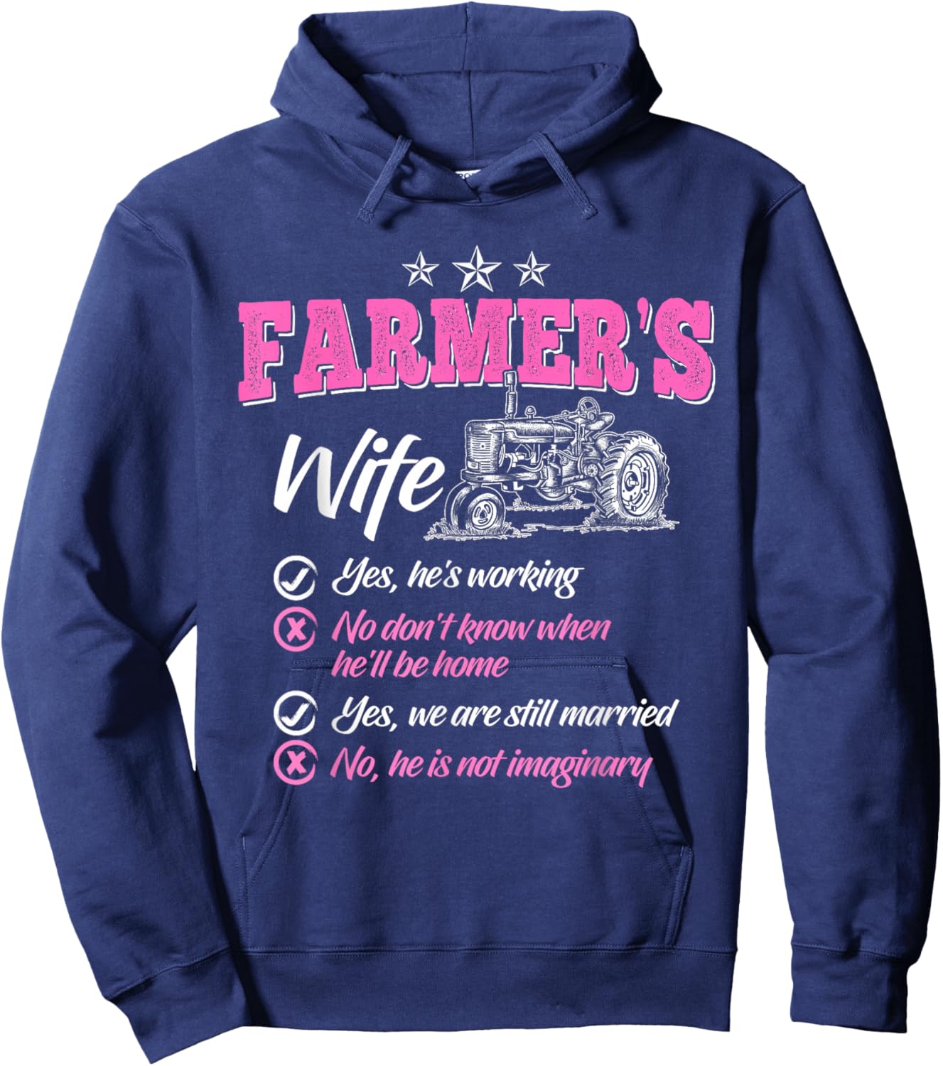 Funny Farmer Shirt Women Wife of a Farmer Rancher Hoodie - Hoodie | Navy