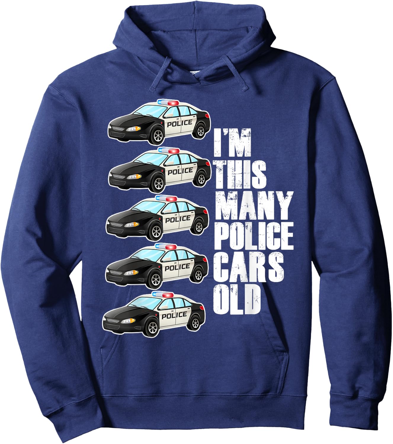 Police Car For Boys 5th Birthday 5 Year Old Party Supply Hoodie - Hoodie | Navy