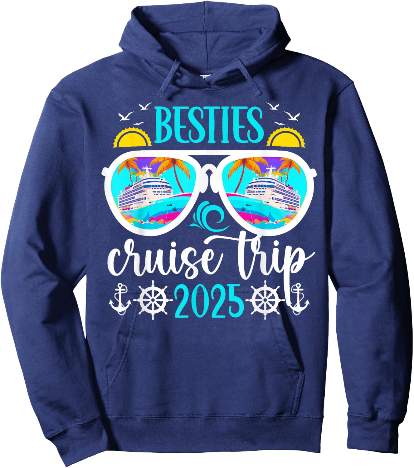 Besties Cruise Trip 2025 Besties Cruising Vacation Travel Hoodie - Hoodie | Navy