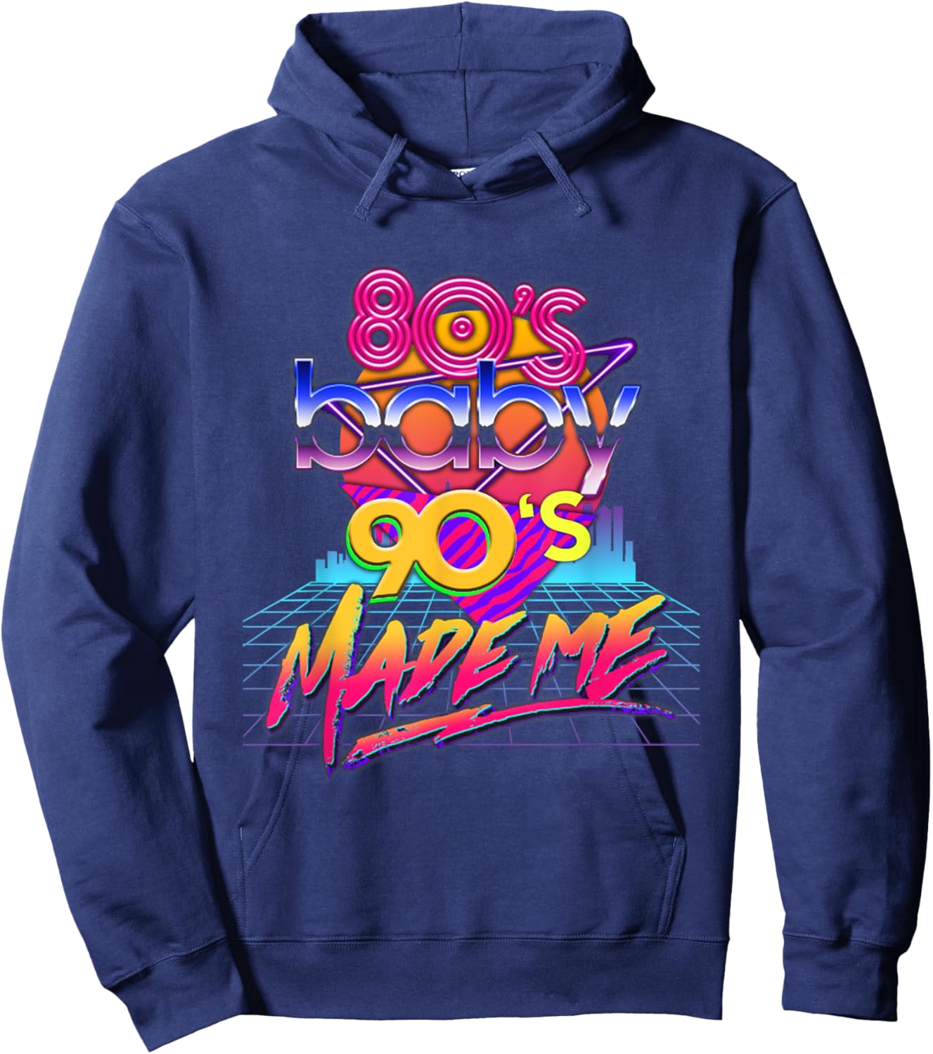 1980s 80s Baby 1990s 90s Made Me Vintage Retro Costume Party Hoodie - Hoodie | Navy