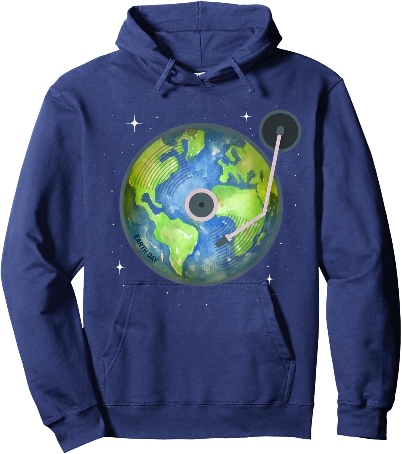 Earth Day 2023 vinyl record planet Art Save the Planet Hoodie - Hoodie | Navy