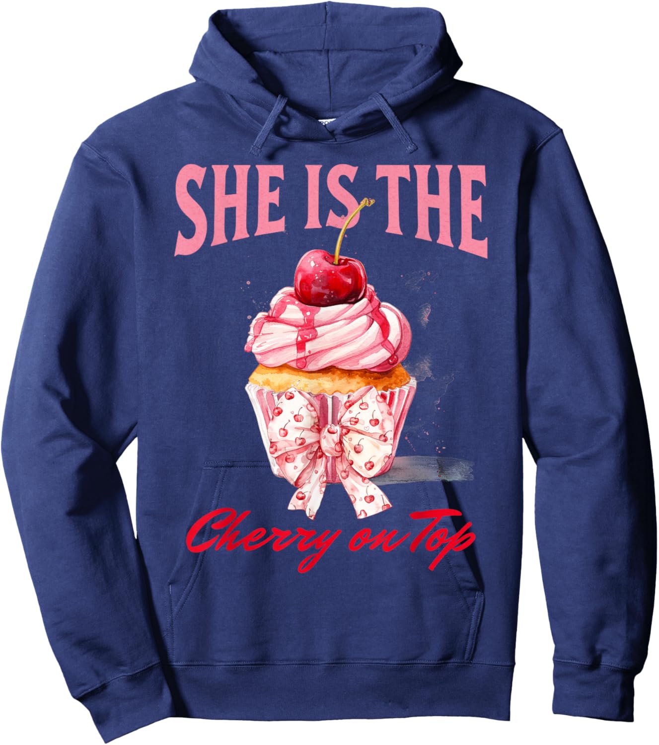 She is the Cherry on Top Pregnancy Reveal Baby Announcement Hoodie - Hoodie | Navy