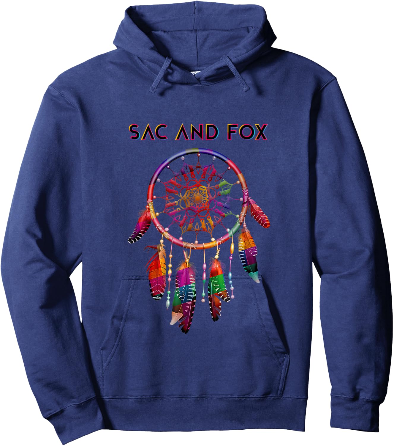 Sac and Fox Native American Indian Colorful Dreamcatcher Hoodie - Hoodie | Navy