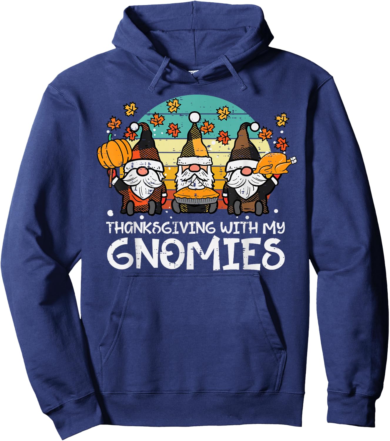 Plaid Gnomes Thanksgiving With My Gnomies Men Women Kids Hoodie - Hoodie | Navy