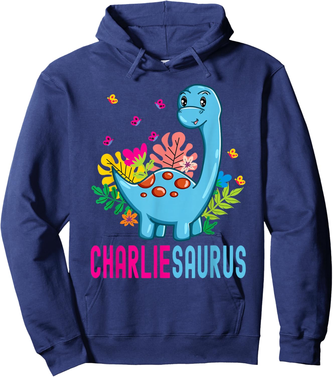 CHARLIESAURUS Personalized Name CHARLIE Dinosaur Birthday Hoodie - Hoodie | Navy