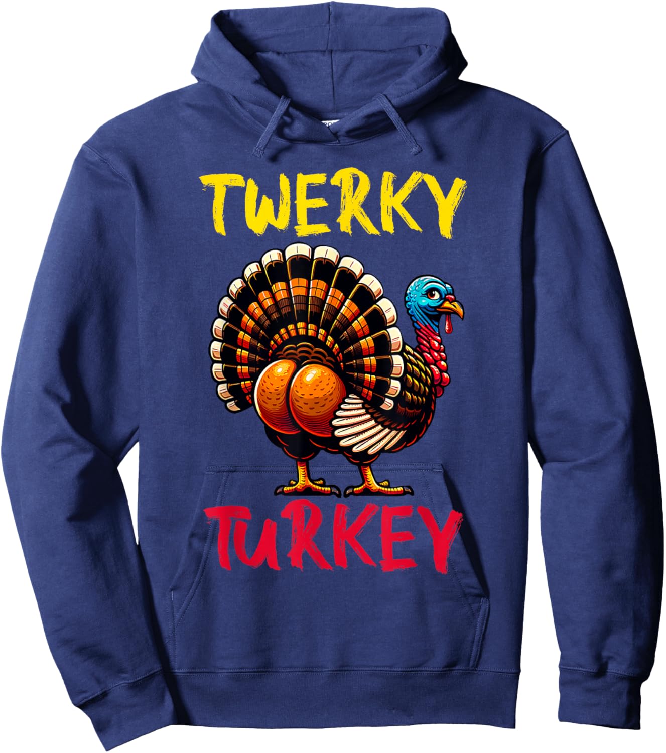Twerky Turkey Thanksgiving Funny Dancing Turkey Hoodie - Hoodie | Navy