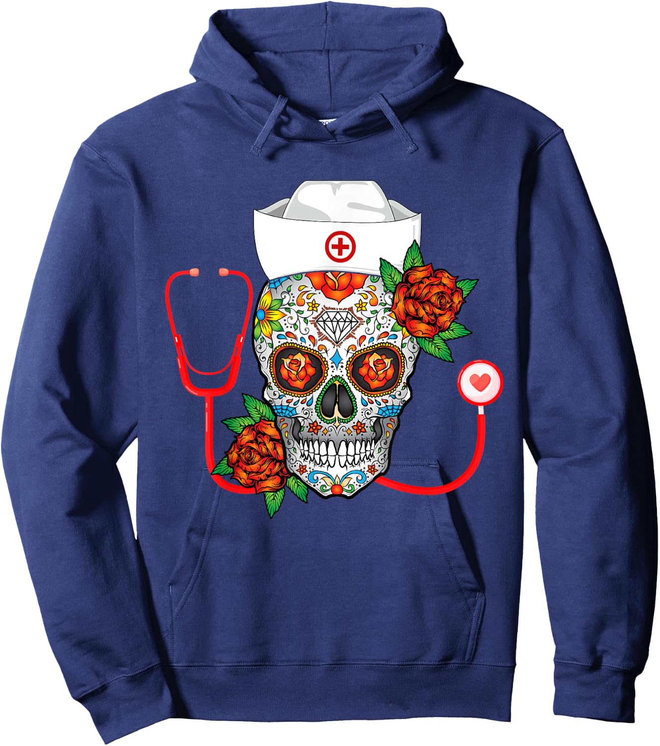 Funny Nursing Calavera Dia de Muertos Halloween Day Girls Hoodie - Hoodie | Navy