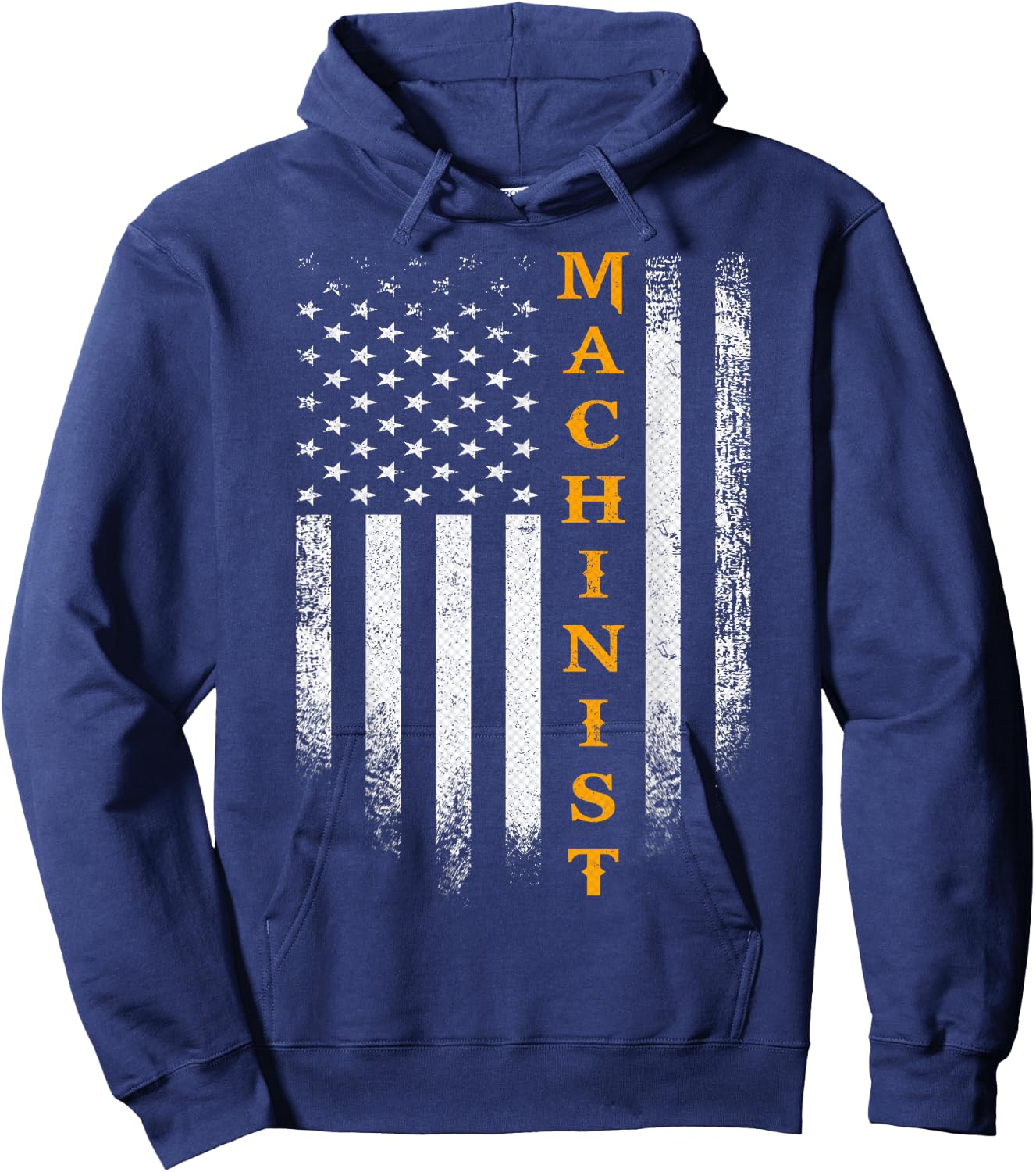Vintage USA Machinist Engineer American Flag Machinist Funny Hoodie - Hoodie | Navy