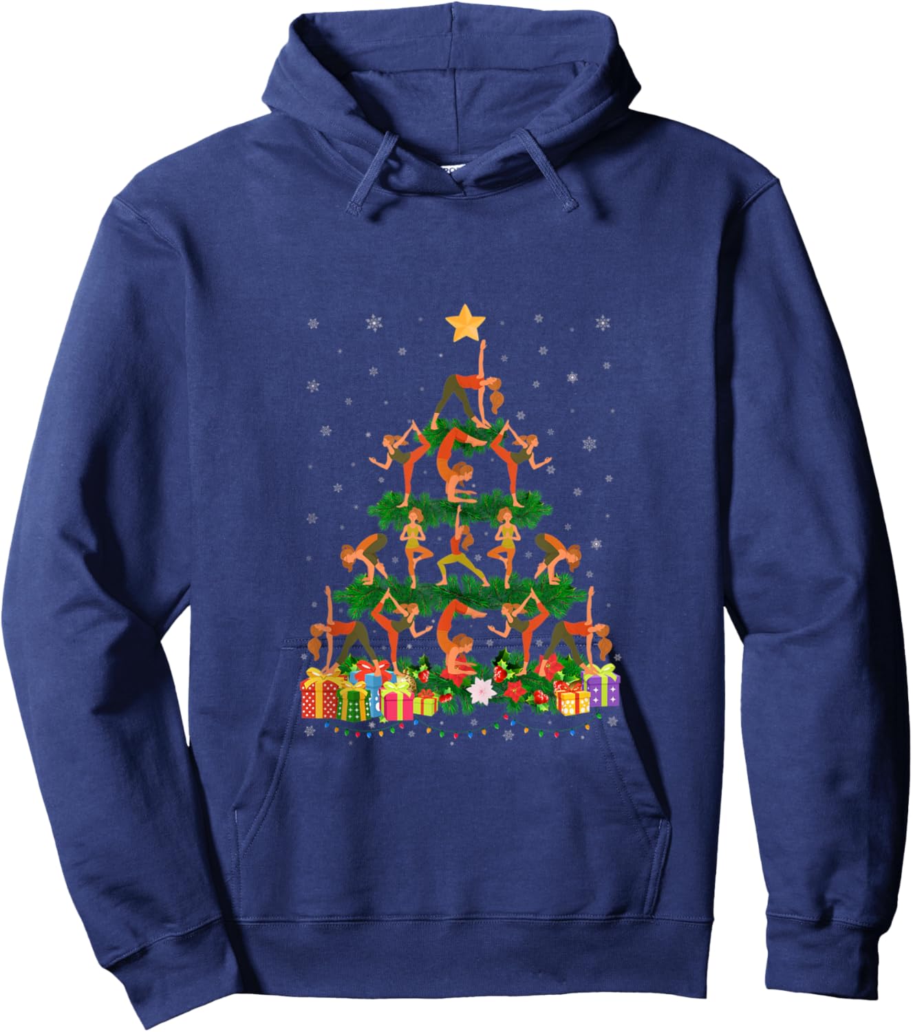 Funny Xmas Outfit for Yoga Lovers Ugly Christmas Sweater Hoodie - Hoodie | Navy