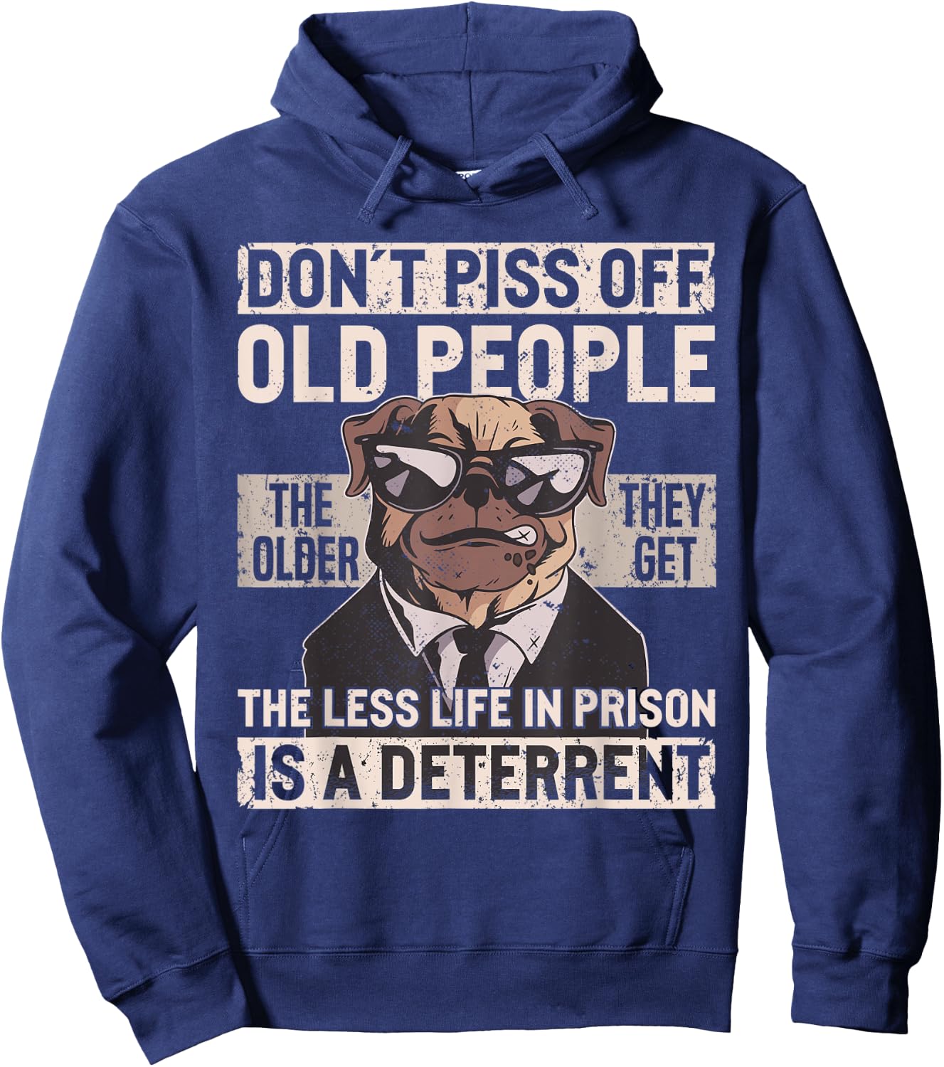 Don´t Piss Off Old People Funny Birthday Dog Graphic Women Hoodie - Hoodie | Navy