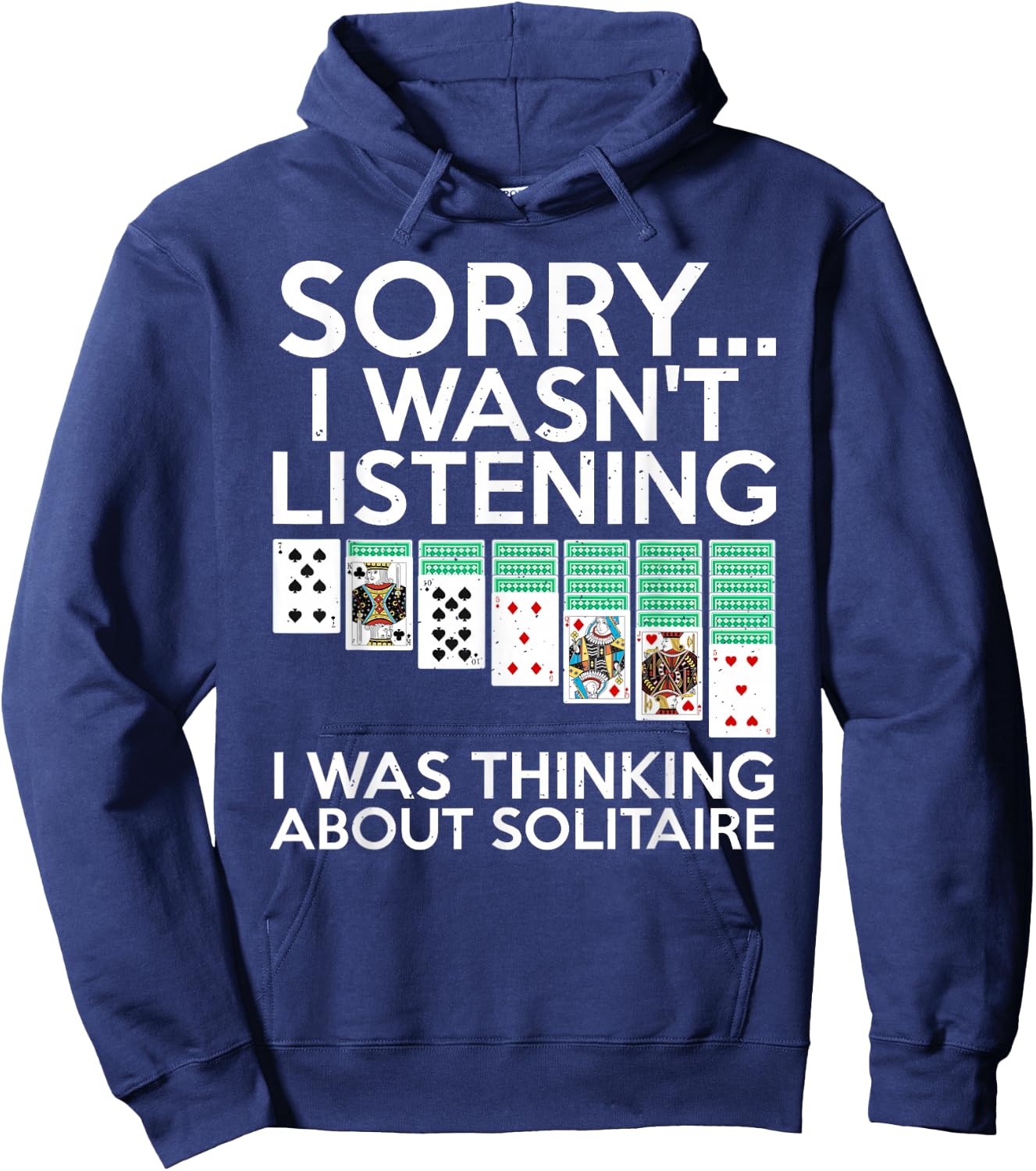 Best Solitaire Gifts Solitaire Art Women Kids Black Cotton Blend Small Short Sleeve Hoodie - Hoodie | Navy