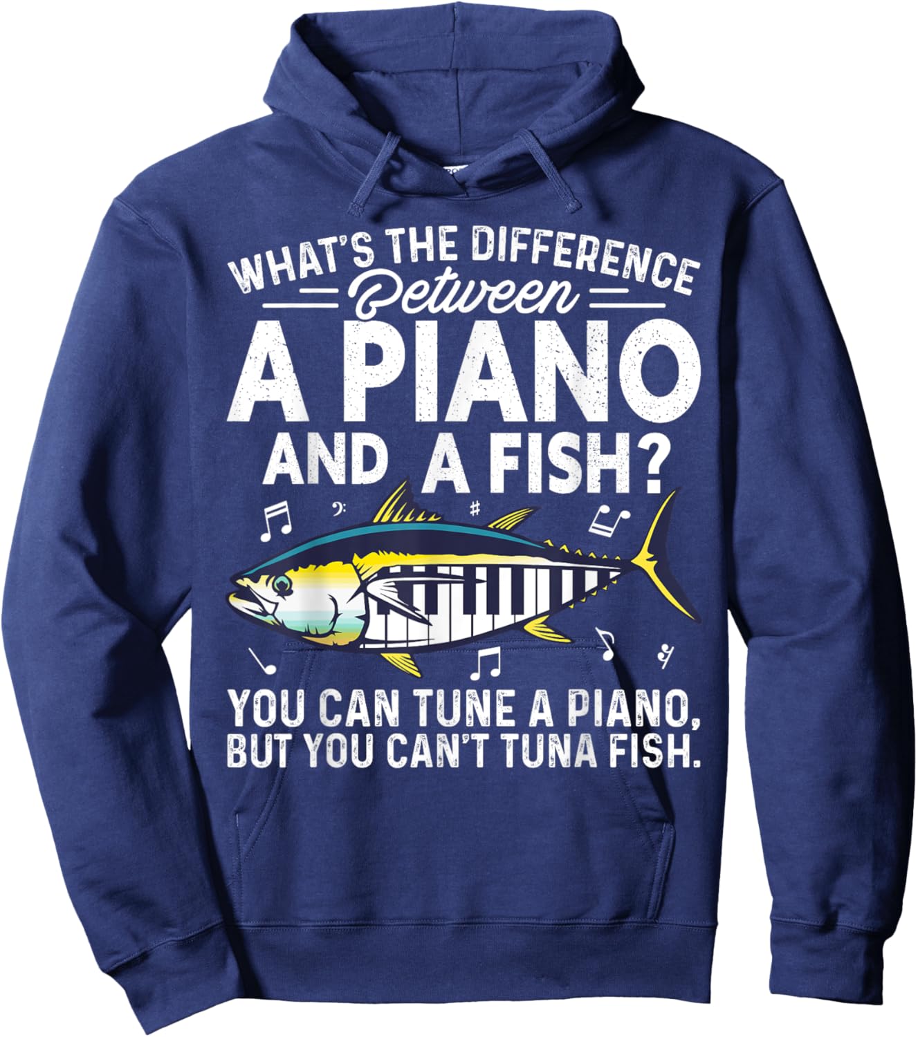 Funny Piano Tuna Fish Music Sarcastic Joke Gift Hoodie - Hoodie | Navy